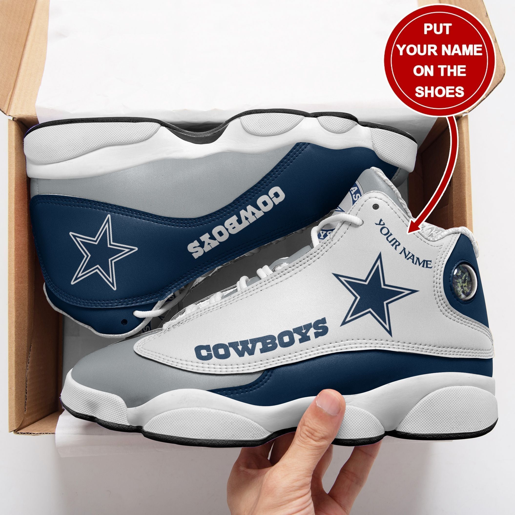 Personalized Dallas Cowboys NFL JD13 Sneakers Shoes for Men & Women | Custom Fan Gift