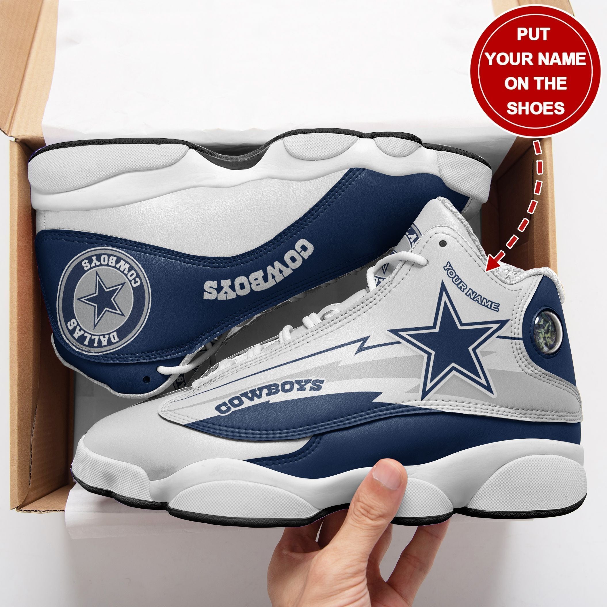 Personalized Dallas Cowboys NFL JD13 Sneakers Shoes for Men & Women | Custom Fan Gift