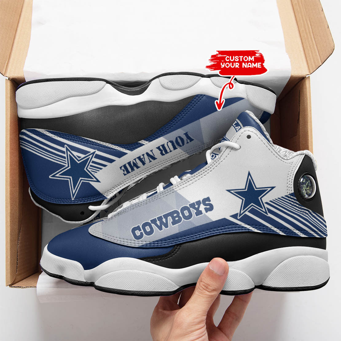 Personalized Dallas Cowboys NFL JD13 Sneakers Shoes for Men & Women | Custom Fan Gift