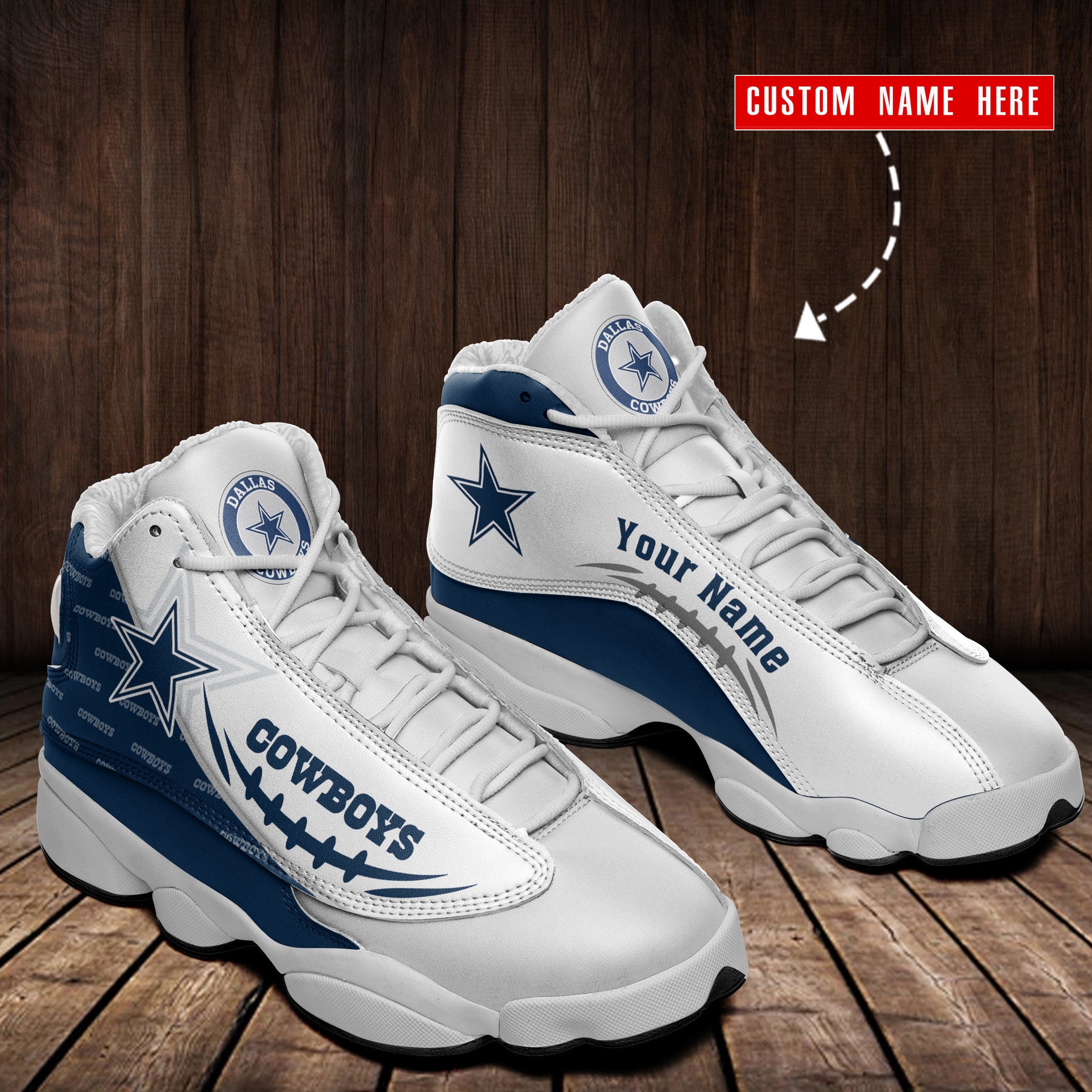 Personalized Dallas Cowboys NFL JD13 Sneakers Shoes for Men & Women | Custom Fan Gift