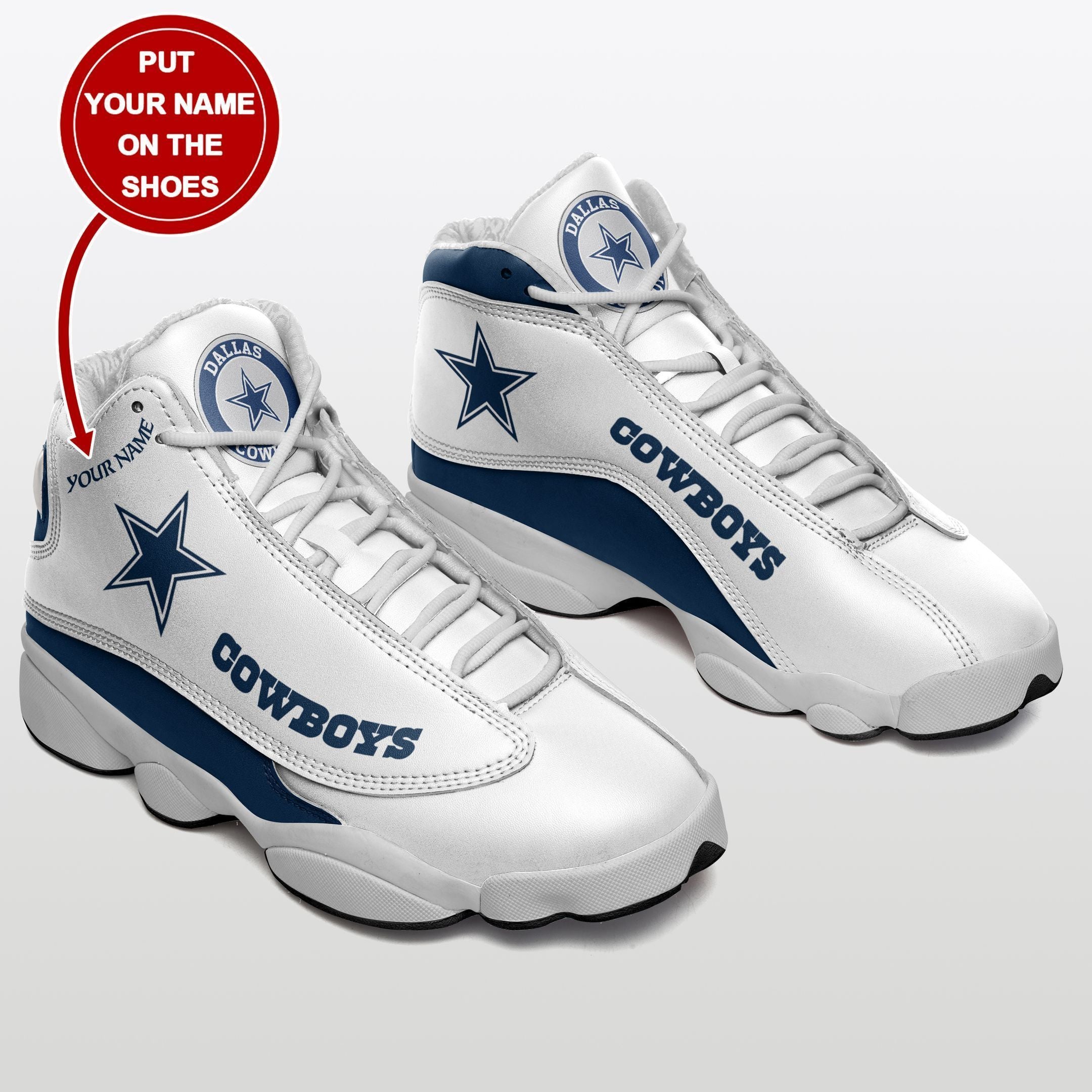 Personalized Dallas Cowboys NFL JD13 Sneakers Shoes for Men & Women | Custom Fan Gift