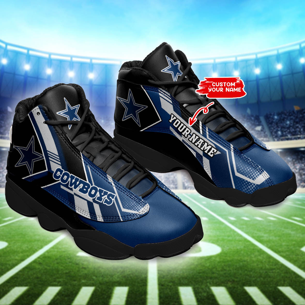 Personalized Dallas Cowboys NFL JD13 Sneakers Shoes for Men & Women | Custom Fan Gift