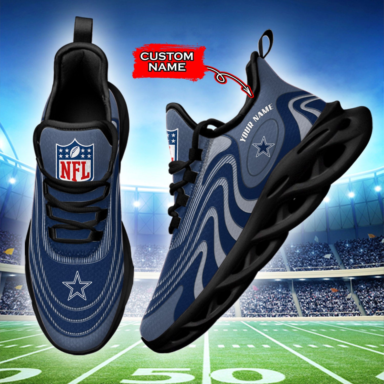 Personalized Dallas Cowboys NFL Max Soul Shoes Sneakers for Men And Women – NFL Football Fan Shoes, Team Sneakers - Image 3