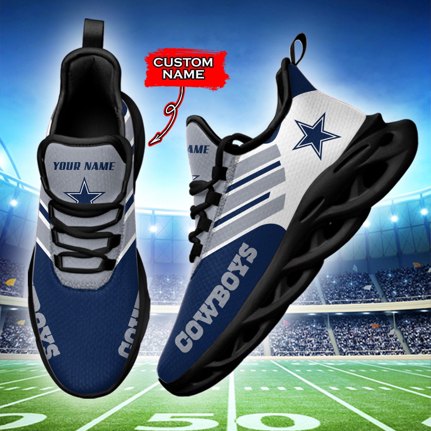 Personalized Dallas Cowboys NFL Max Soul Shoes Sneakers for Men And Women – NFL Football Fan Shoes, Team Sneakers - Image 3