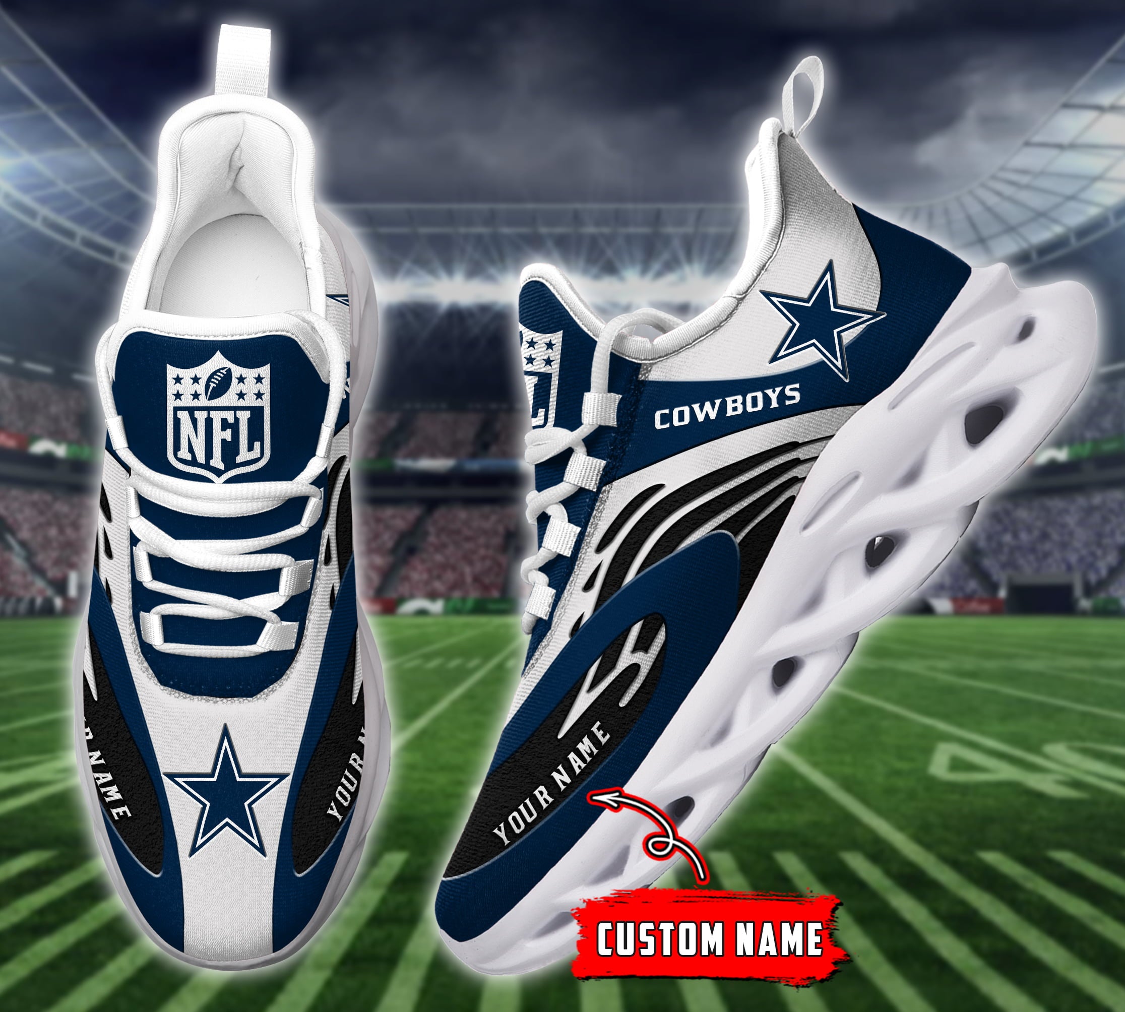 Personalized Dallas Cowboys NFL Max Soul Shoes Sneakers for Men And Women – NFL Football Fan Shoes, Team Sneakers
