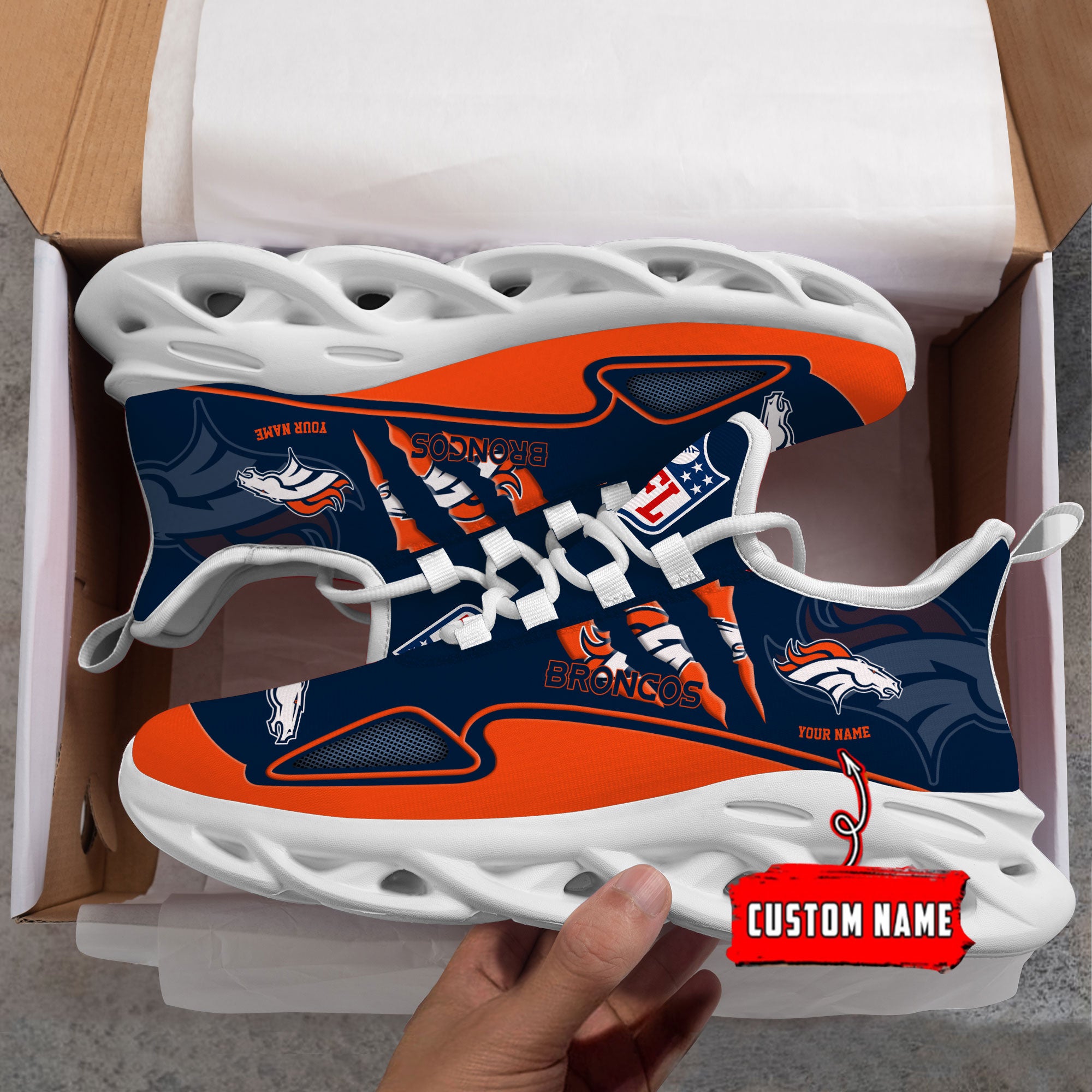Personalized Denver Broncos Max Soul Shoes Sneakers for Men And Women – NFL Football Fan Shoes, Team Sneakers - Image 6