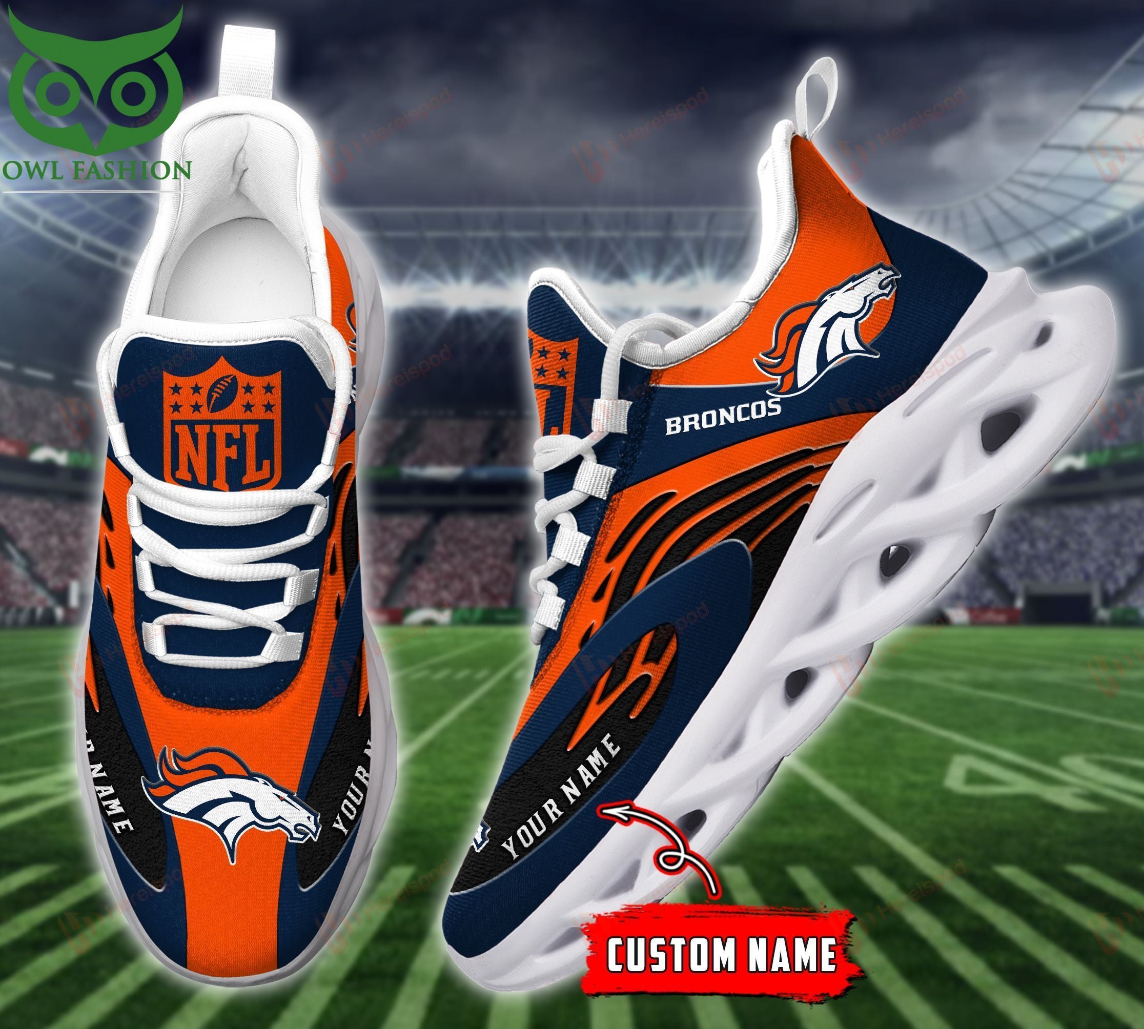 Personalized Denver Broncos Max Soul Shoes Sneakers for Men And Women – NFL Football Fan Shoes, Team Sneakers