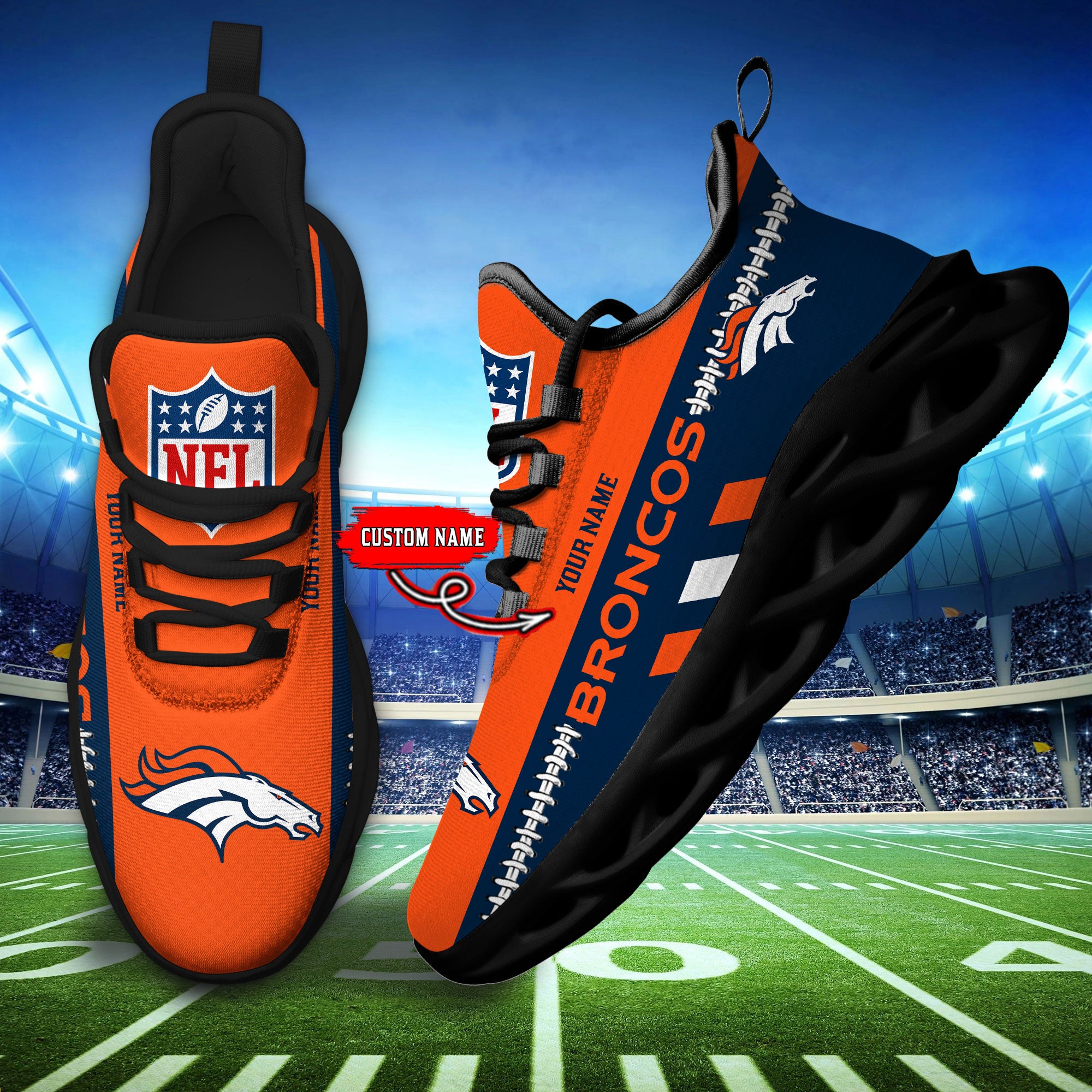 Personalized Denver Broncos Max Soul Shoes Sneakers for Men And Women – NFL Football Fan Shoes, Team Sneakers - Image 4