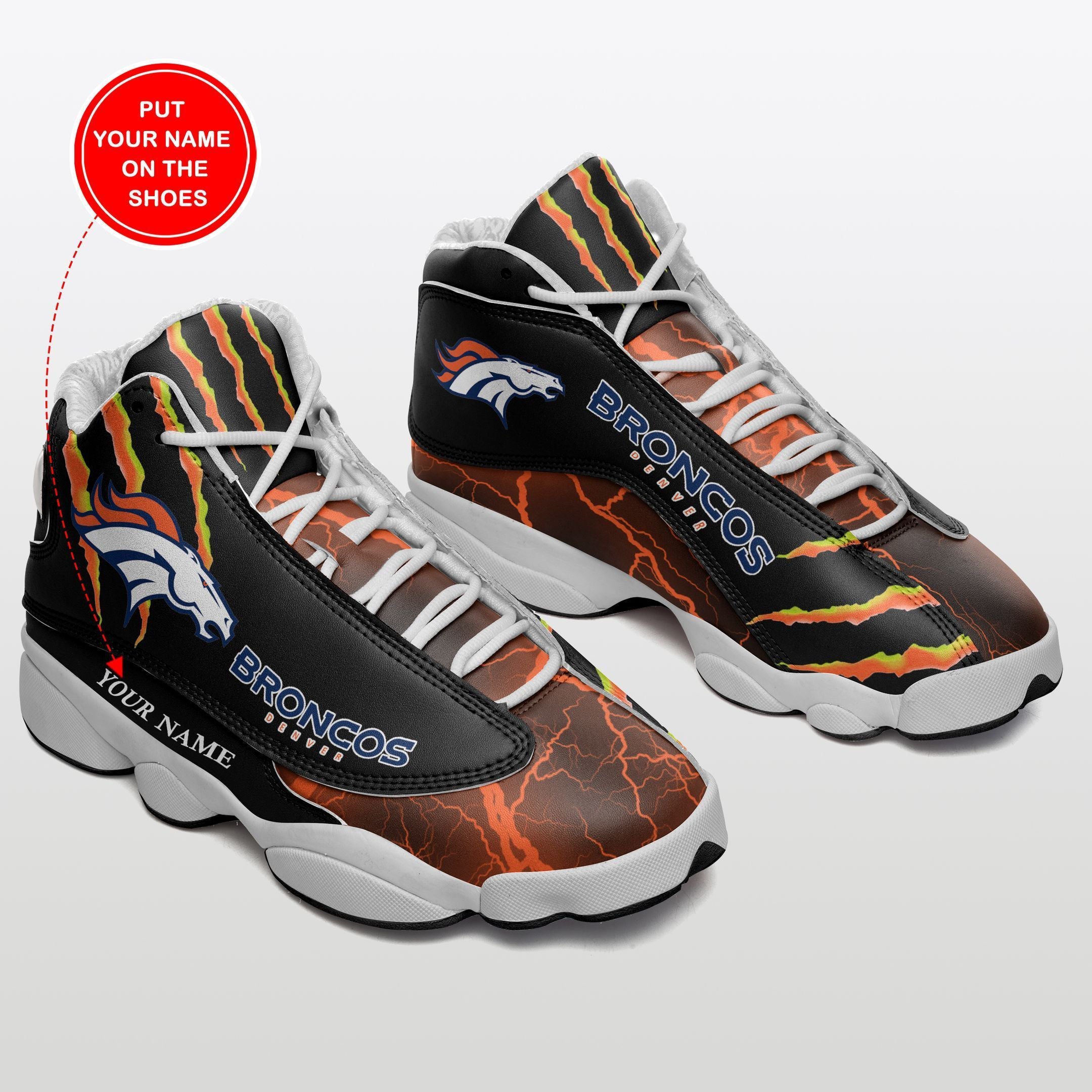 Personalized Denver Broncos NFL JD13 Sneakers Shoes for Men & Women | Custom Fan Gift