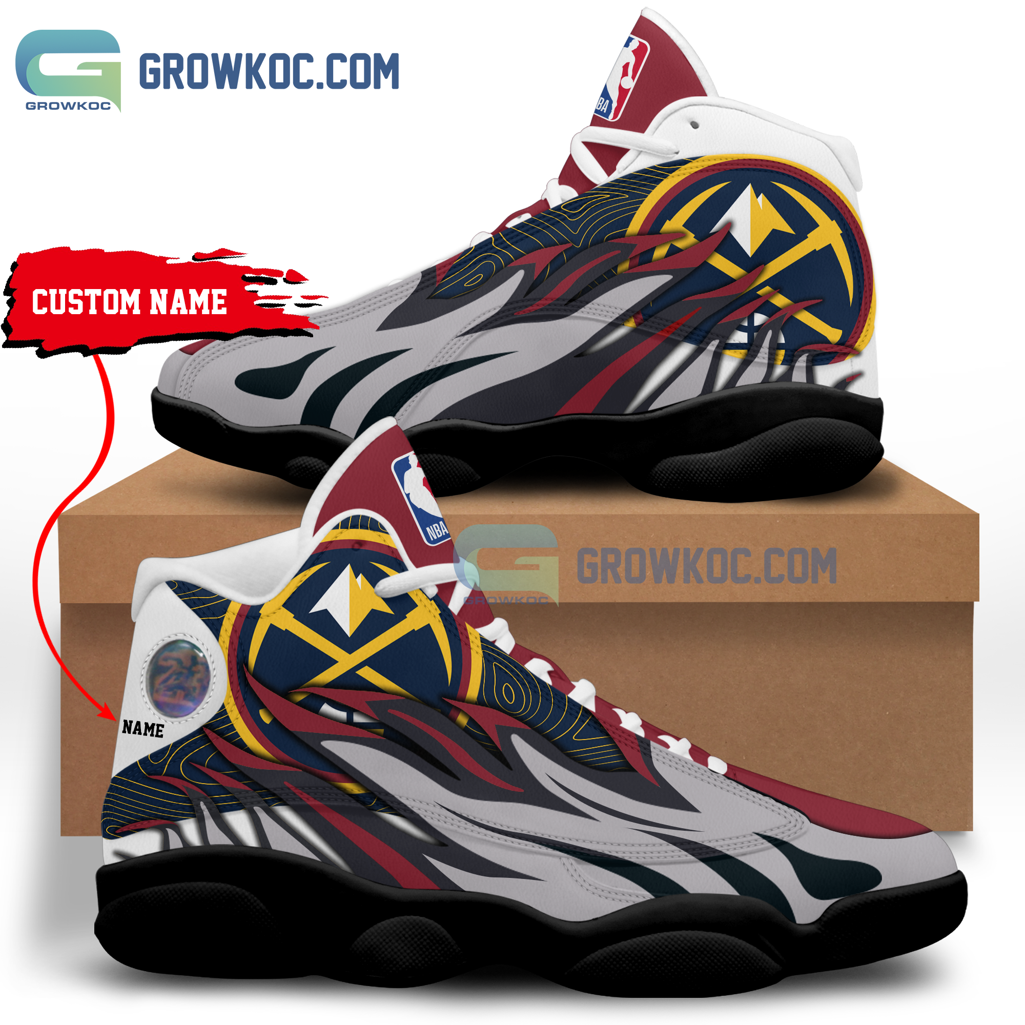 Personalized Denver Nuggets JD13 Sneakers Shoes for Men & Women | Custom Fan Gift