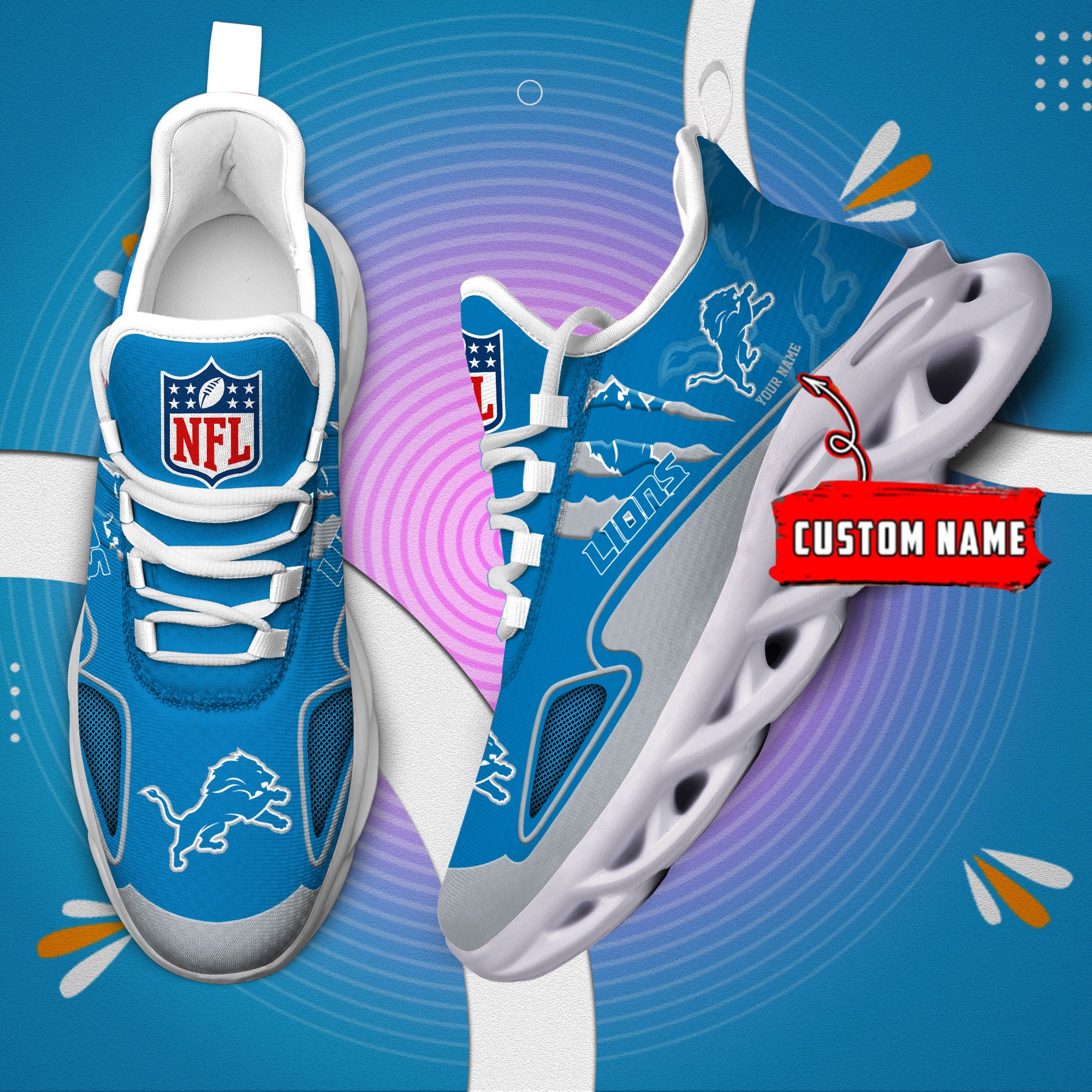 Personalized Detroit Lions Max Soul Shoes Sneakers for Men And Women – NFL Football Fan Shoes, Team Sneakers - Image 4