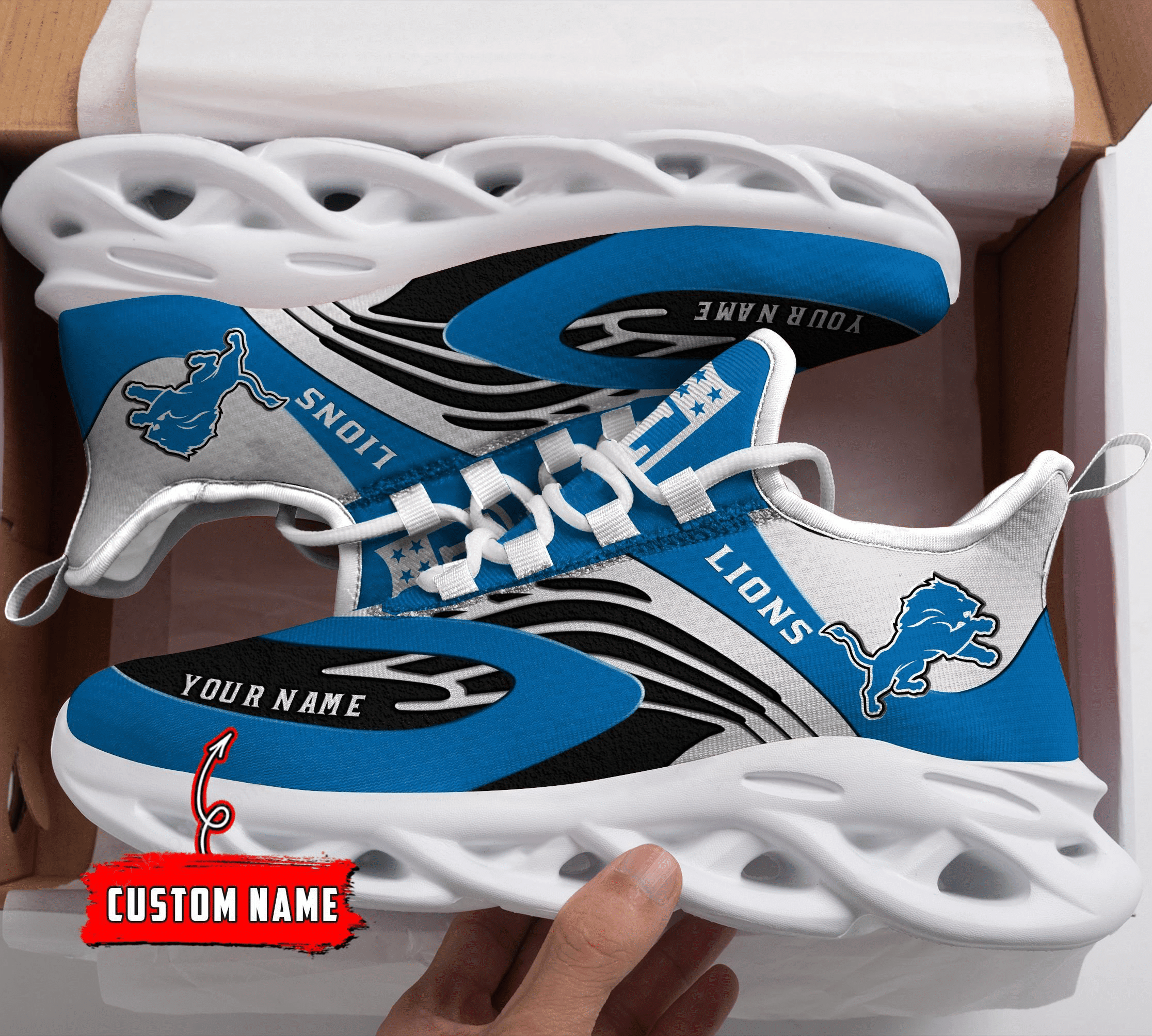 Personalized Detroit Lions NFL Max Soul Shoes Sneakers for Men And Women – NFL Football Fan Shoes, Team Sneakers