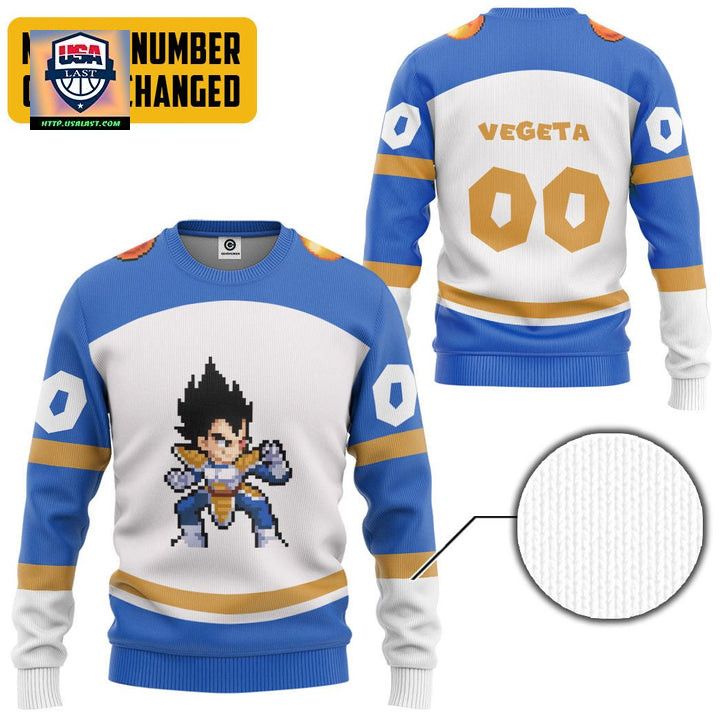 Personalized Dragon Ball Z Pixel Vegeta Ugly Christmas Sweater