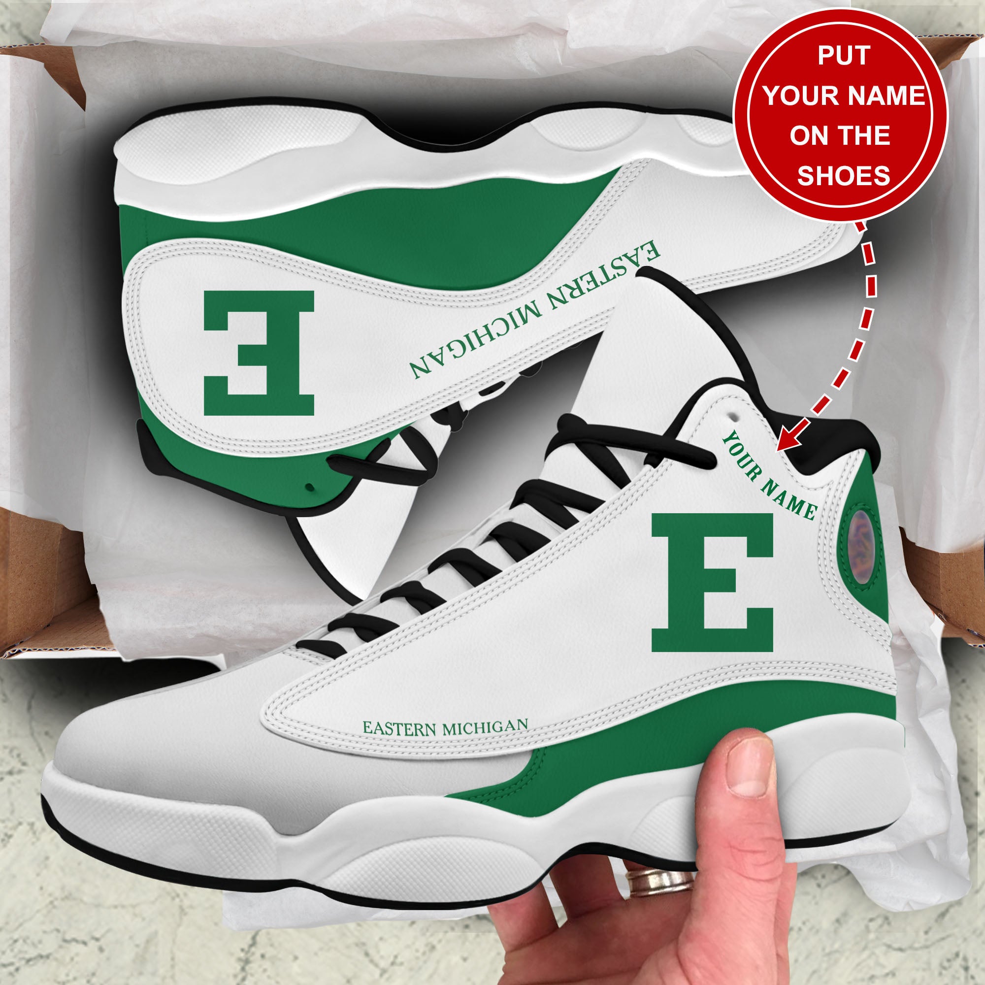 Personalized Eastern Michigan Eagles JD13 Sneakers Shoes for Men & Women | Custom Fan Gift