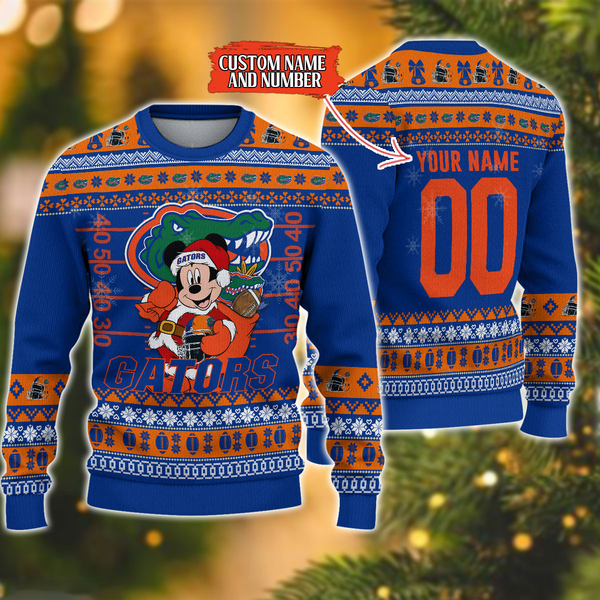 Personalized Florida Gators Mickey Ugly Christmas Sweater,