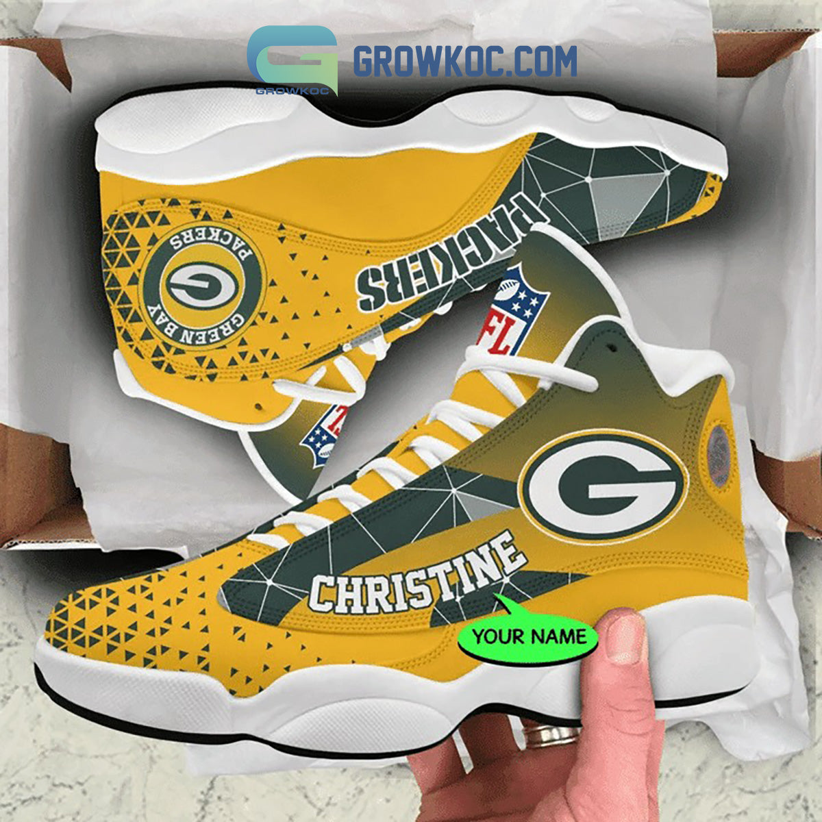 Personalized Green Bay Packers JD13 Sneakers Shoes for Men & Women | Custom Fan Gift