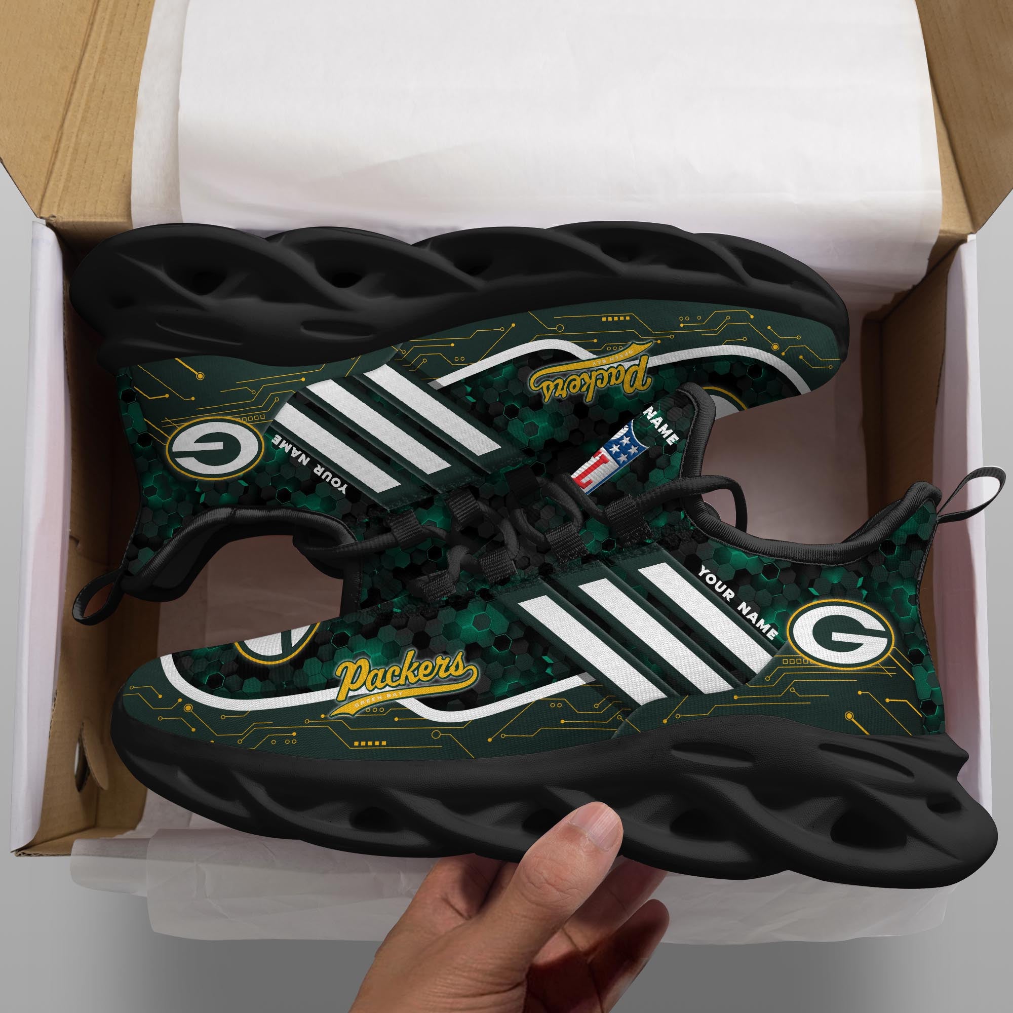 Personalized Green Bay Packers NFL Max Soul Shoes Sneakers for Men And Women – NFL Football Fan Shoes, Team Sneakers