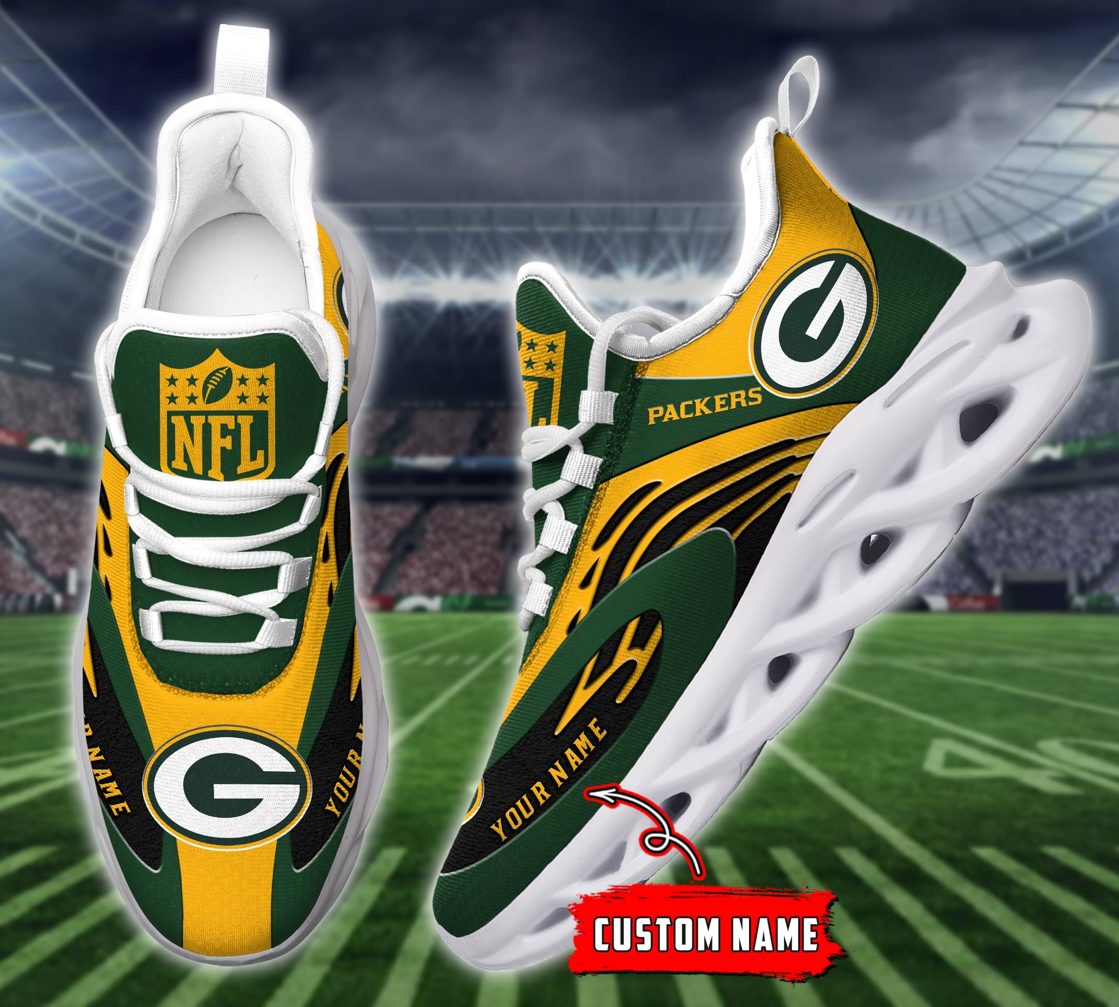 Personalized Green Bay Packers NFL Max Soul Shoes Sneakers for Men And Women – NFL Football Fan Shoes, Team Sneakers