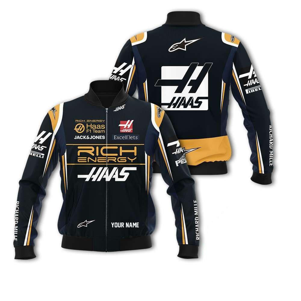 Personalized Haas F1 Team Racing Rich Energy Bomber Jacket | Streetwear Jacket for Men & Women | Fan Gift