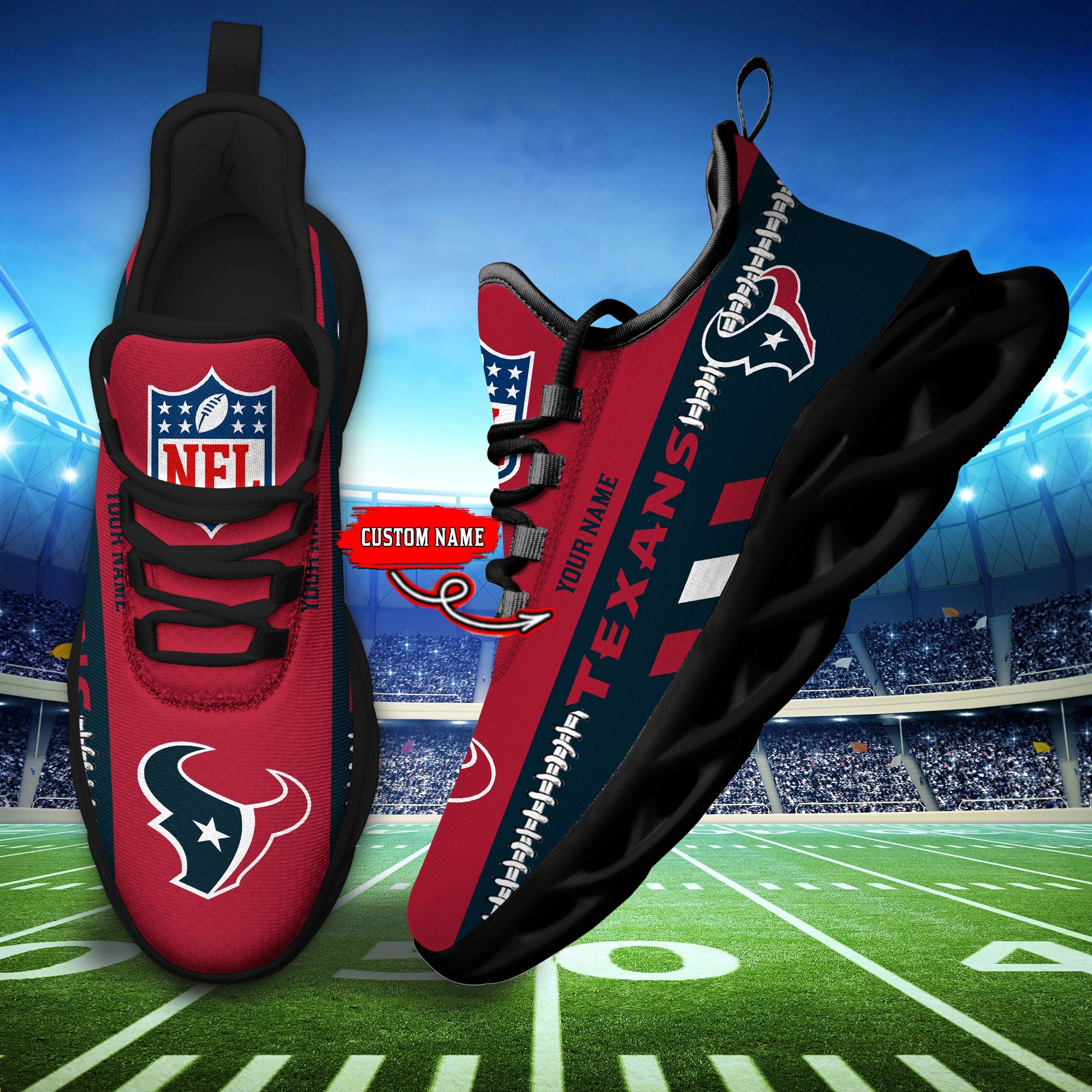 Personalized Houston Texans Max Soul Shoes Sneakers for Men And Women – NFL Football Fan Shoes, Team Sneakers - Image 4