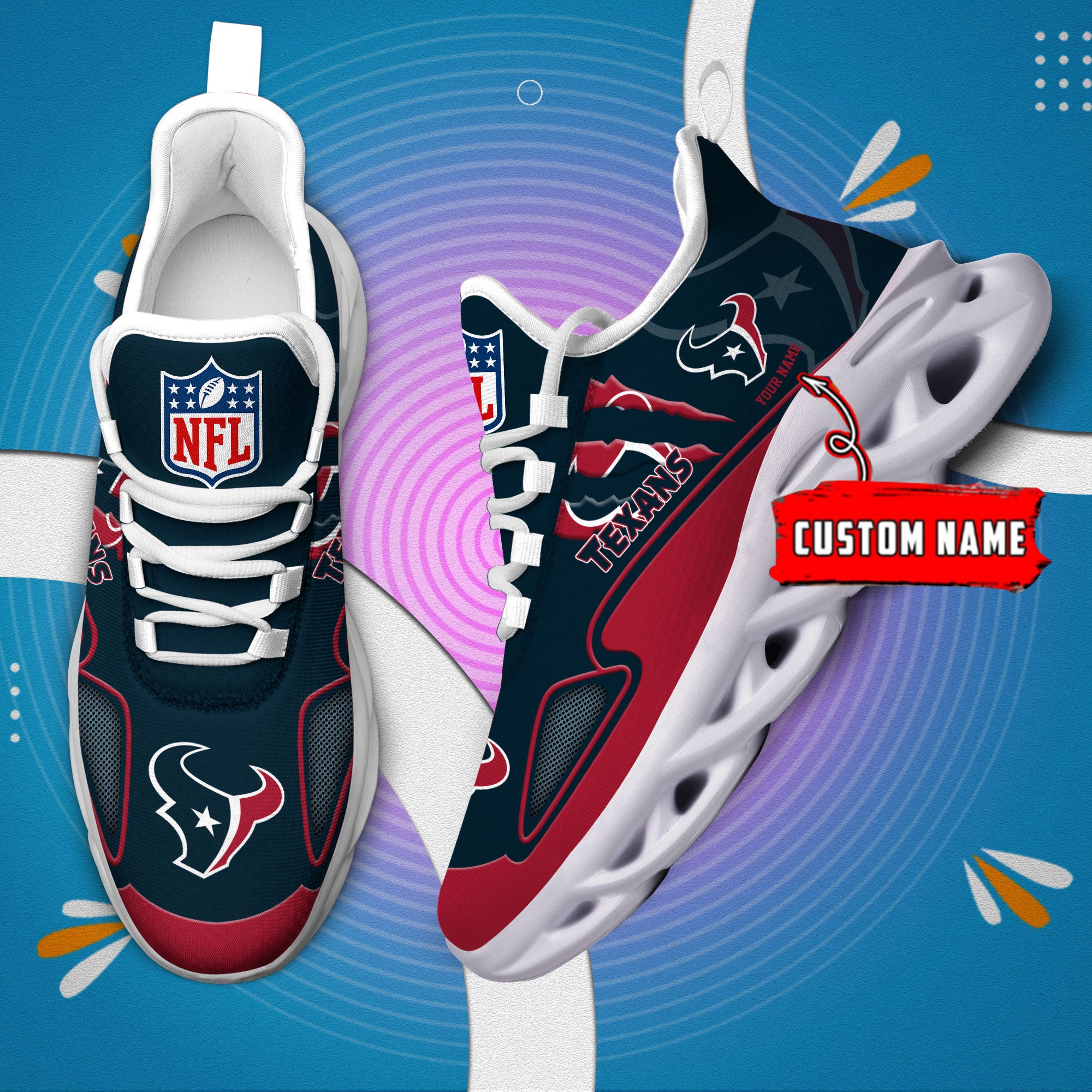 Personalized Houston Texans Max Soul Shoes Sneakers for Men And Women – NFL Football Fan Shoes, Team Sneakers - Image 4