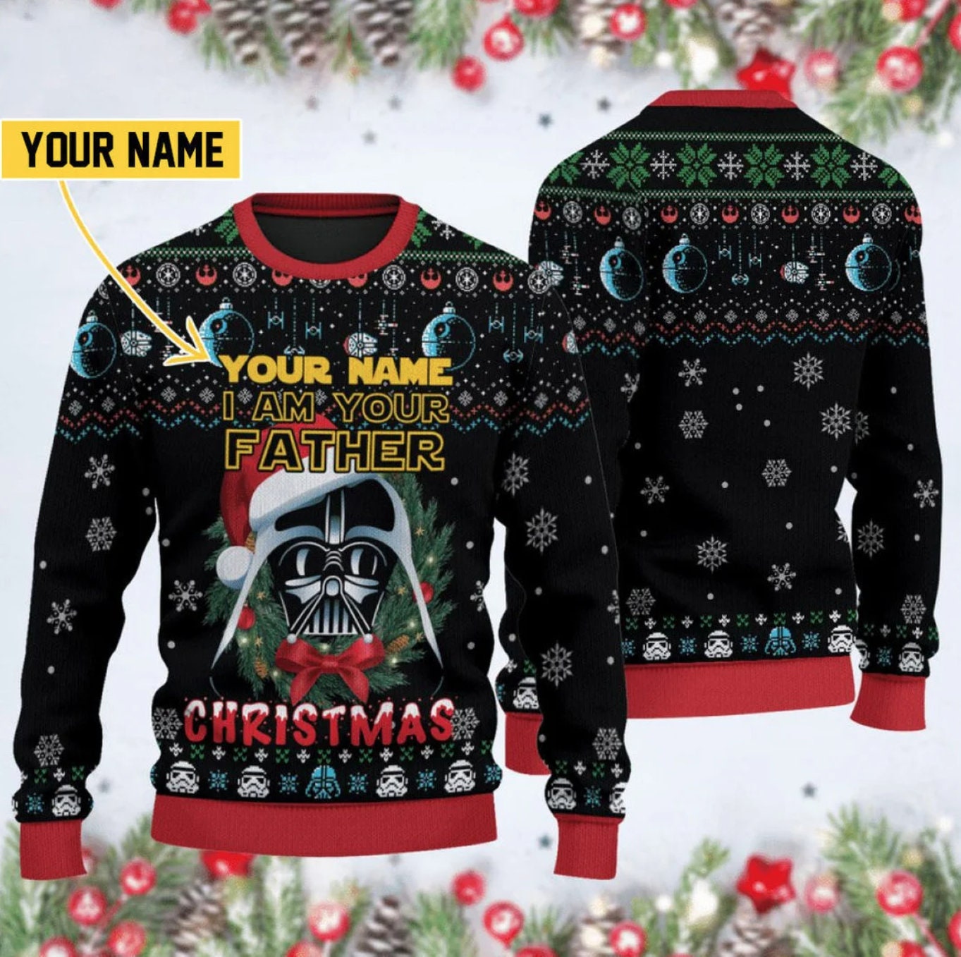 Personalized I'm Your Father D. Vader Knitted Sweater Ugly Christmas Sweater