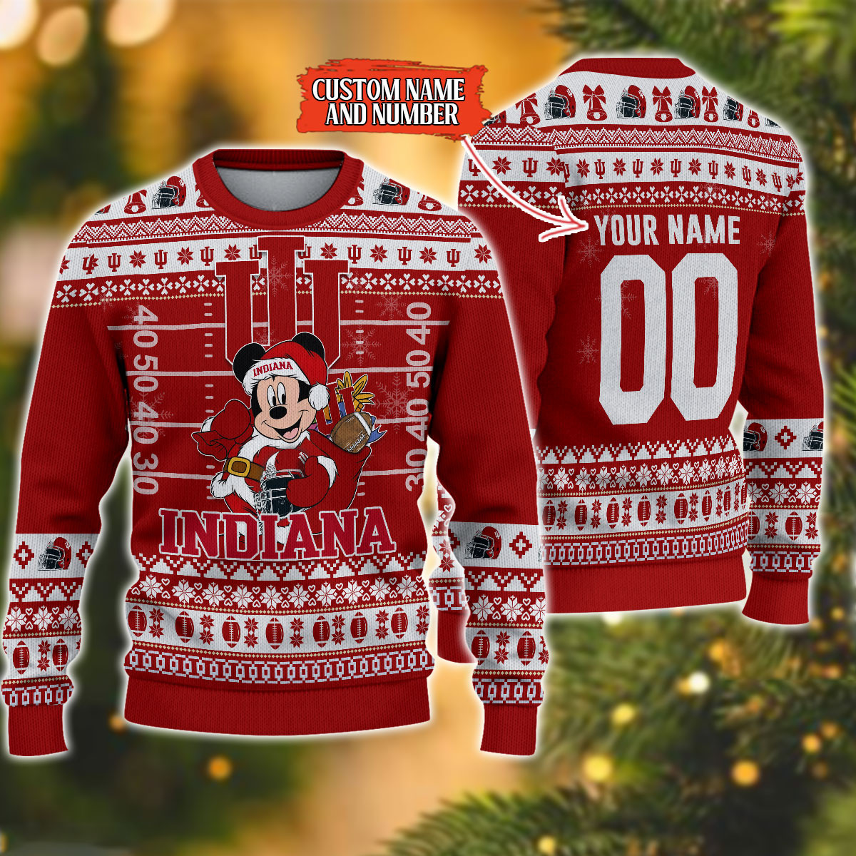 Personalized Indiana Hoosiers Mickey Ugly Christmas Sweater,