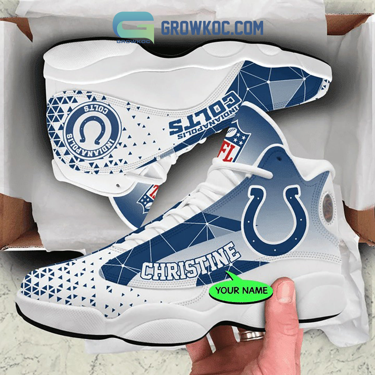 Personalized Indianapolis Colts JD13 Sneakers Shoes for Men & Women | Custom Fan Gift