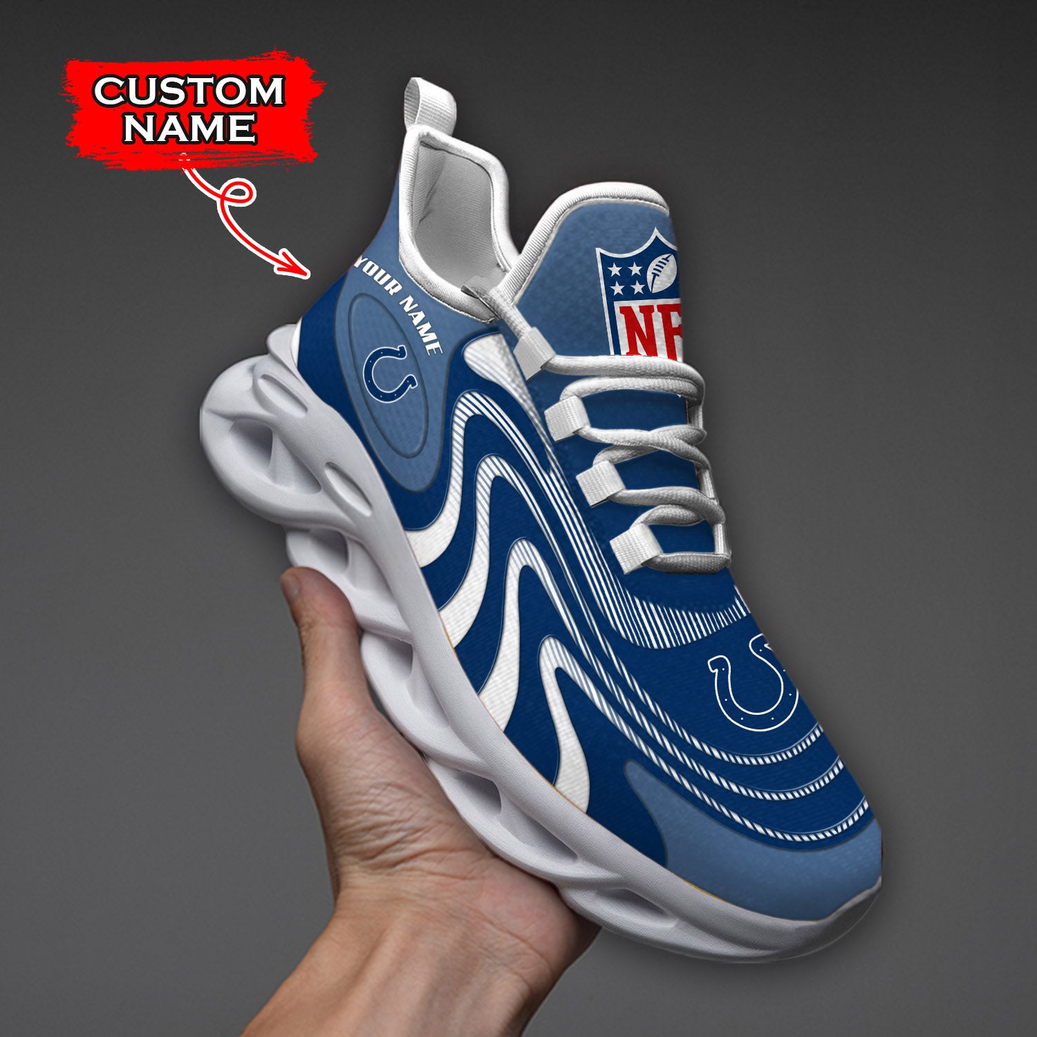 Personalized Indianapolis Colts NFL Max Soul Shoes Sneakers for Men And Women – NFL Football Fan Shoes, Team Sneakers