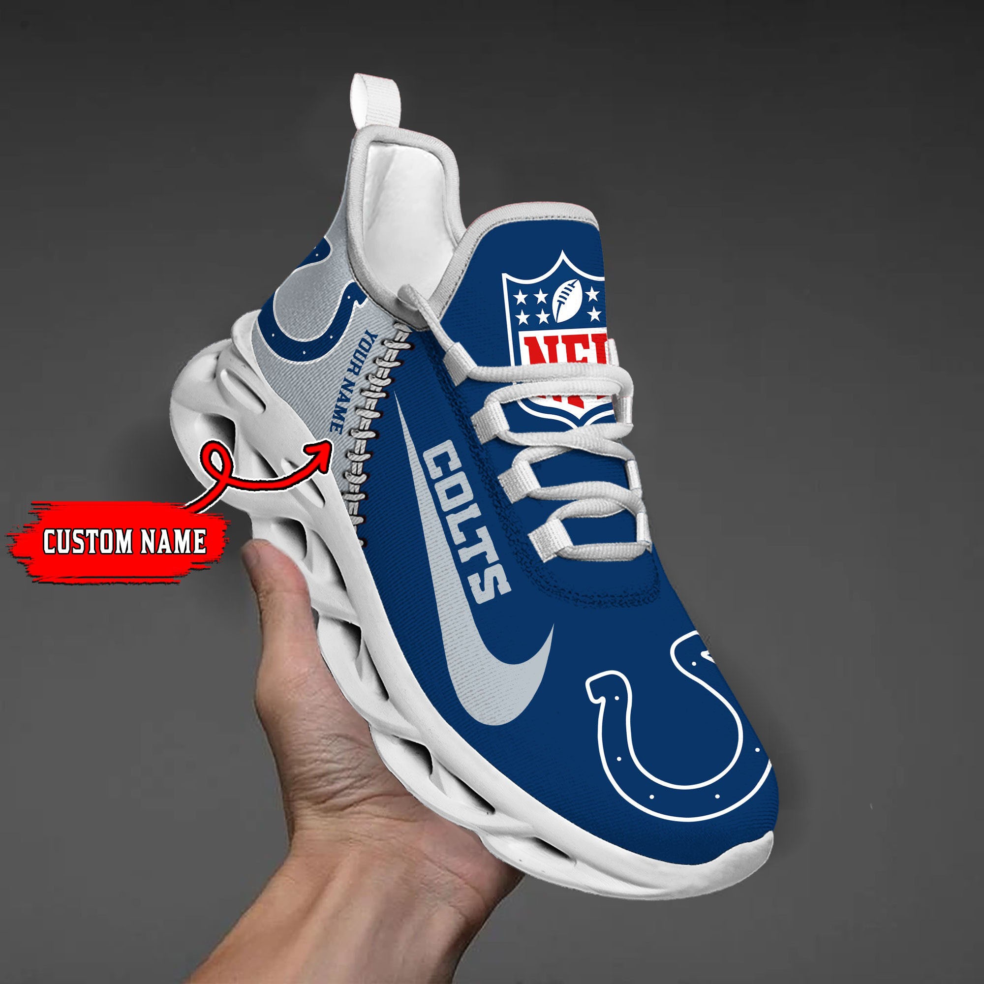 Personalized Indianapolis Colts NFL Max Soul Shoes Sneakers for Men And Women – NFL Football Fan Shoes, Team Sneakers
