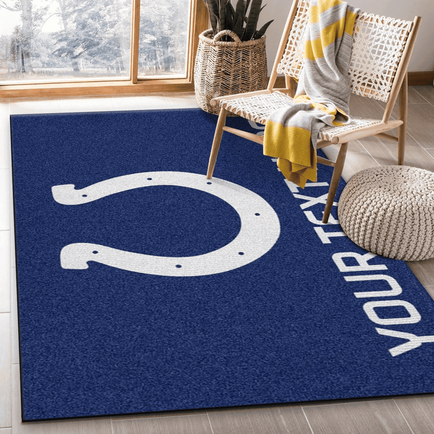 Personalized Indianapolis Colts Personalized Accent Rug Rectangle Area Rug – Full Print Carpet For Living Room & Bedroom Home Decor