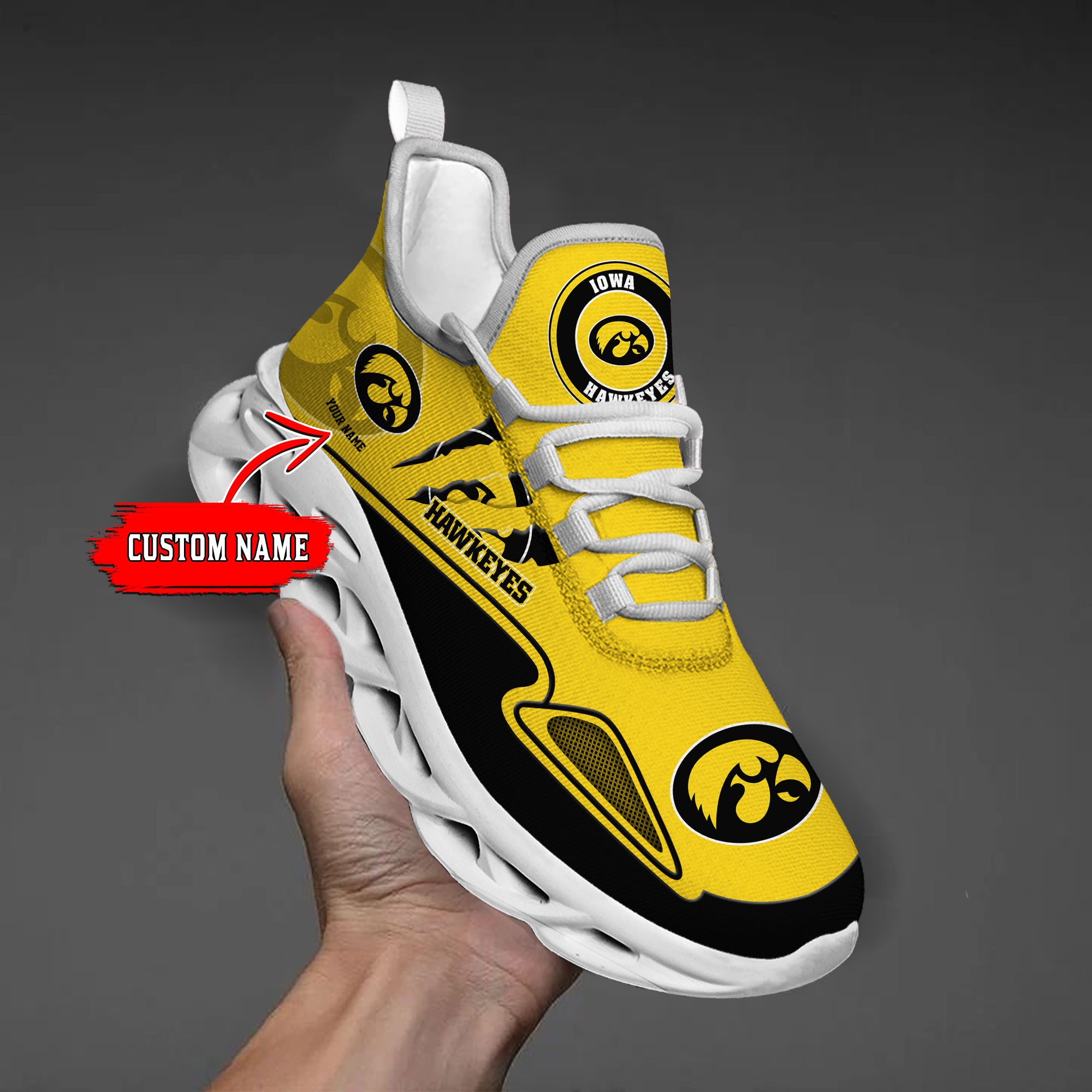 Personalized Iowa Hawkeyes Max Soul Shoes Sneakers for Men And Women – NCAA Fan Shoes, Team Sneakers