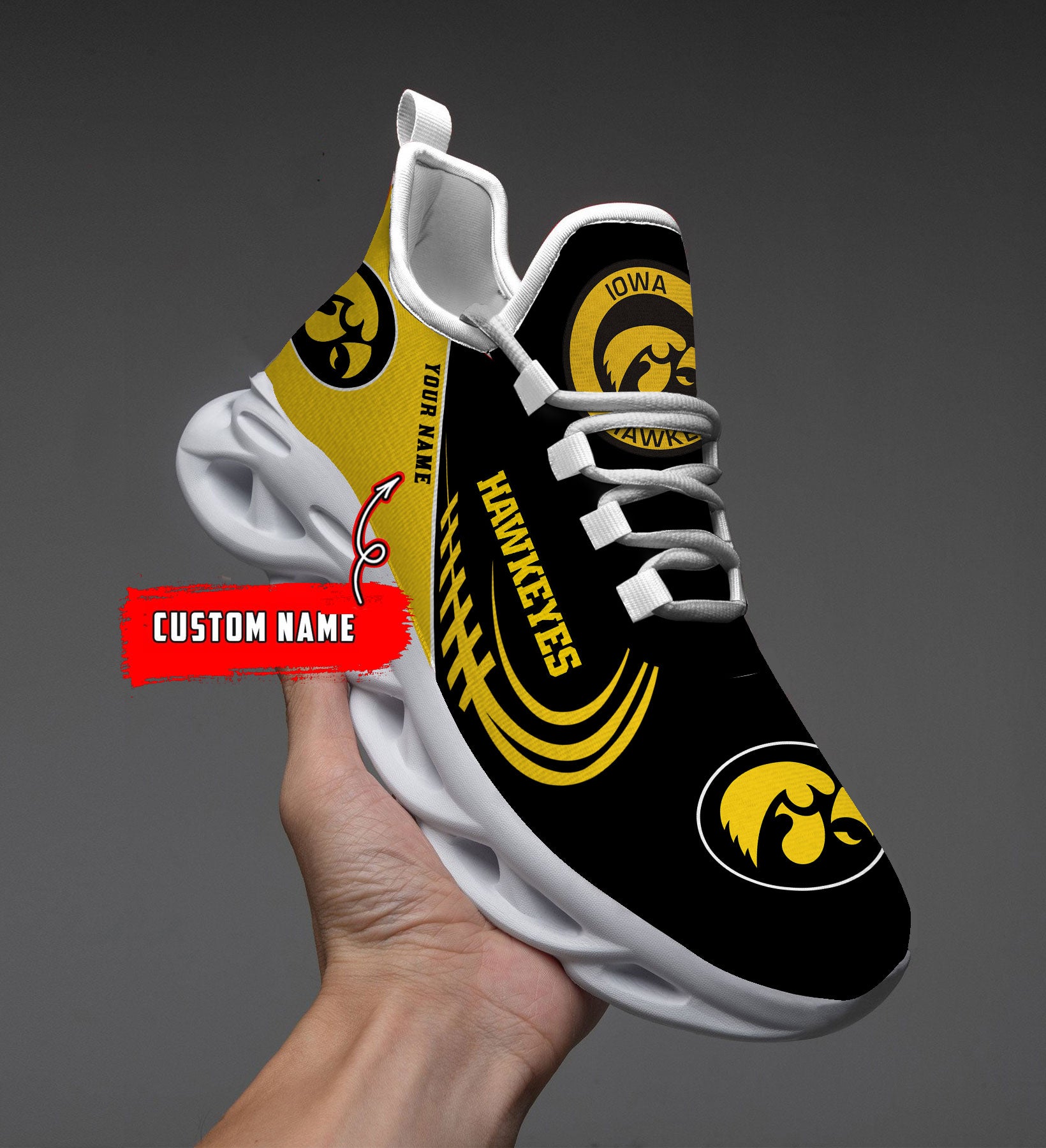 Personalized Iowa Hawkeyes NCAA Max Soul Shoes Sneakers for Men And Women – NCAA Fan Shoes, Team Sneakers
