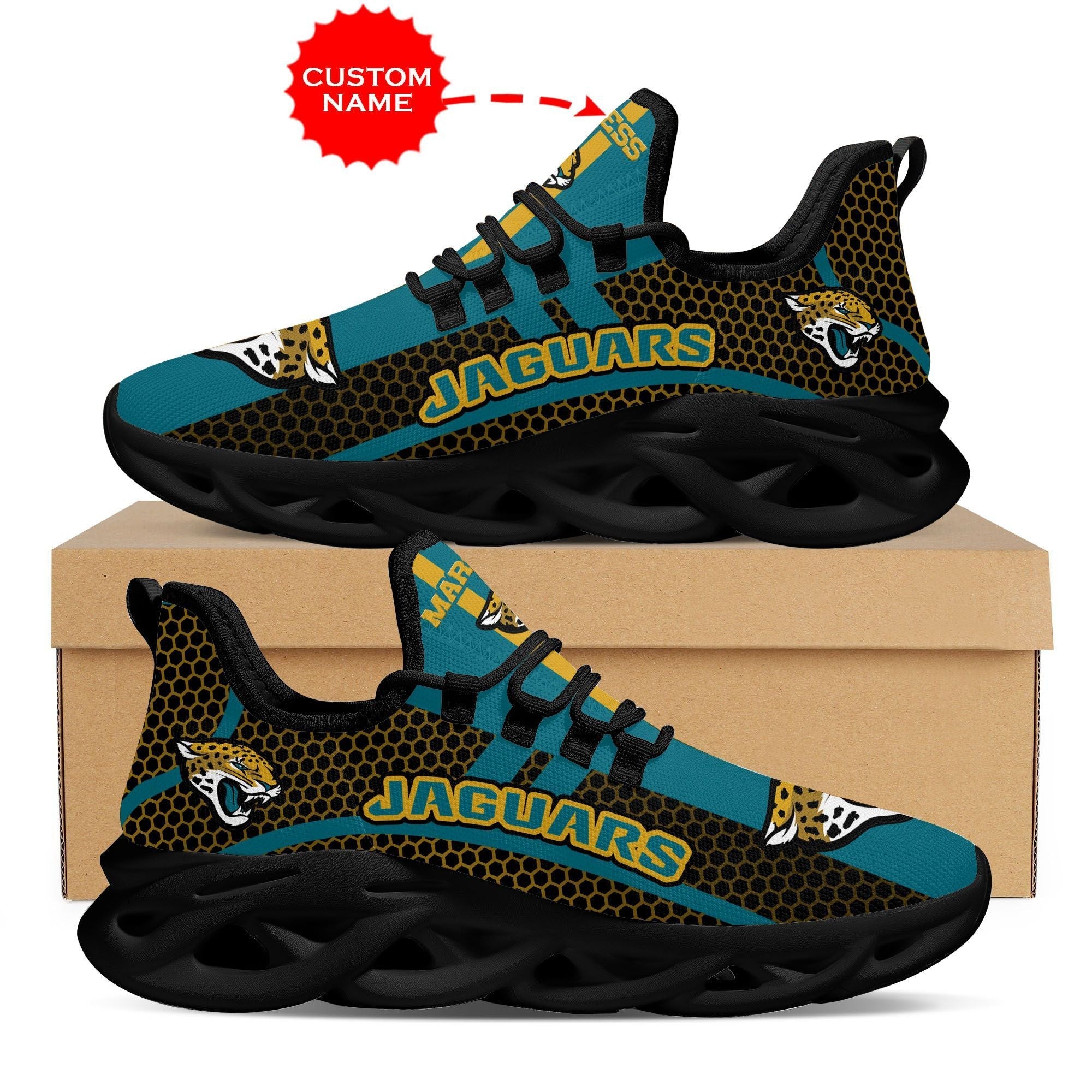 Personalized Jacksonville Jaguars Max Soul Shoes Sneakers for Men And Women – NFL Football Fan Shoes, Team Sneakers