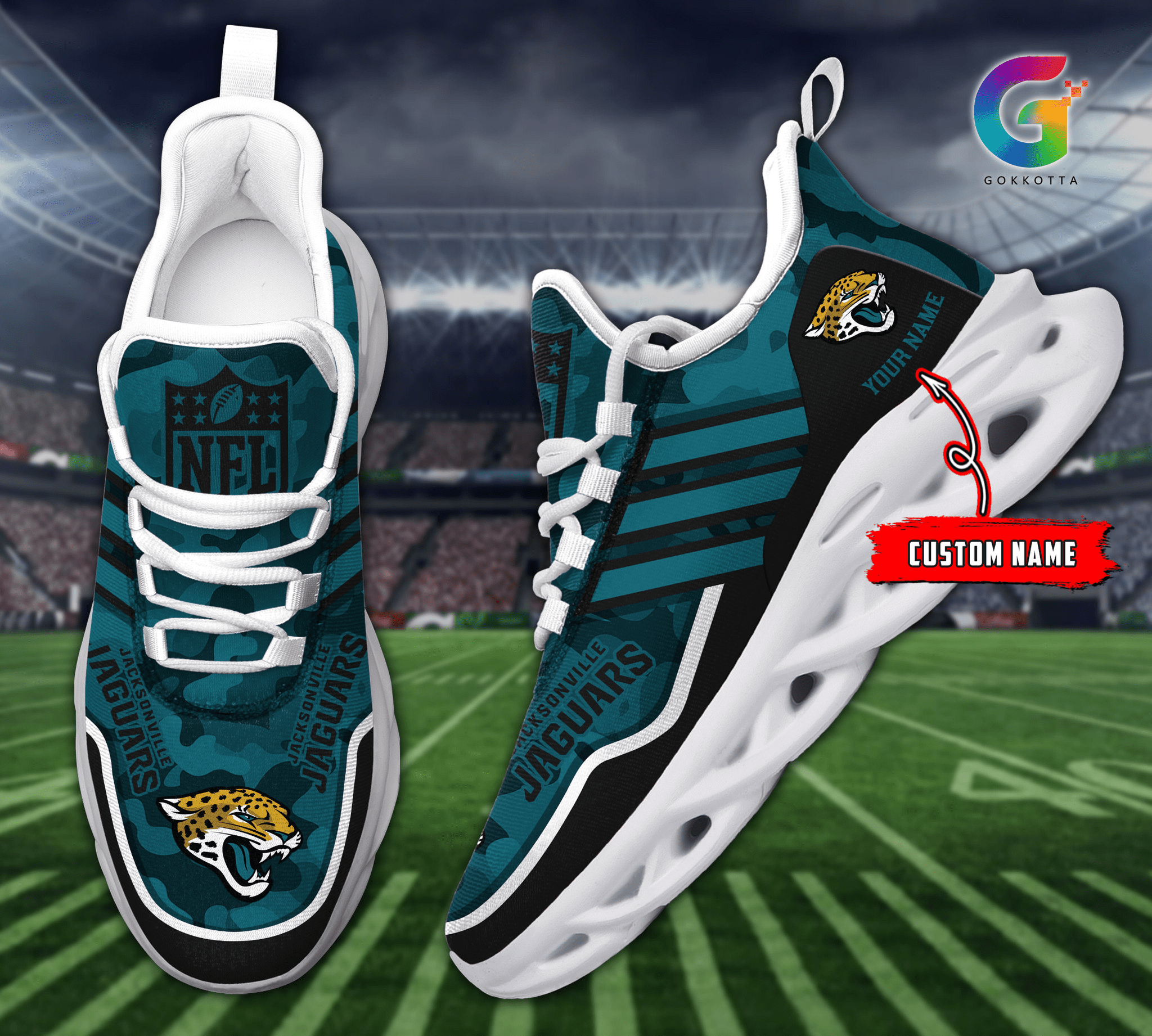 Personalized Jacksonville Jaguars Max Soul Shoes Sneakers for Men And Women – NFL Football Fan Shoes, Team Sneakers