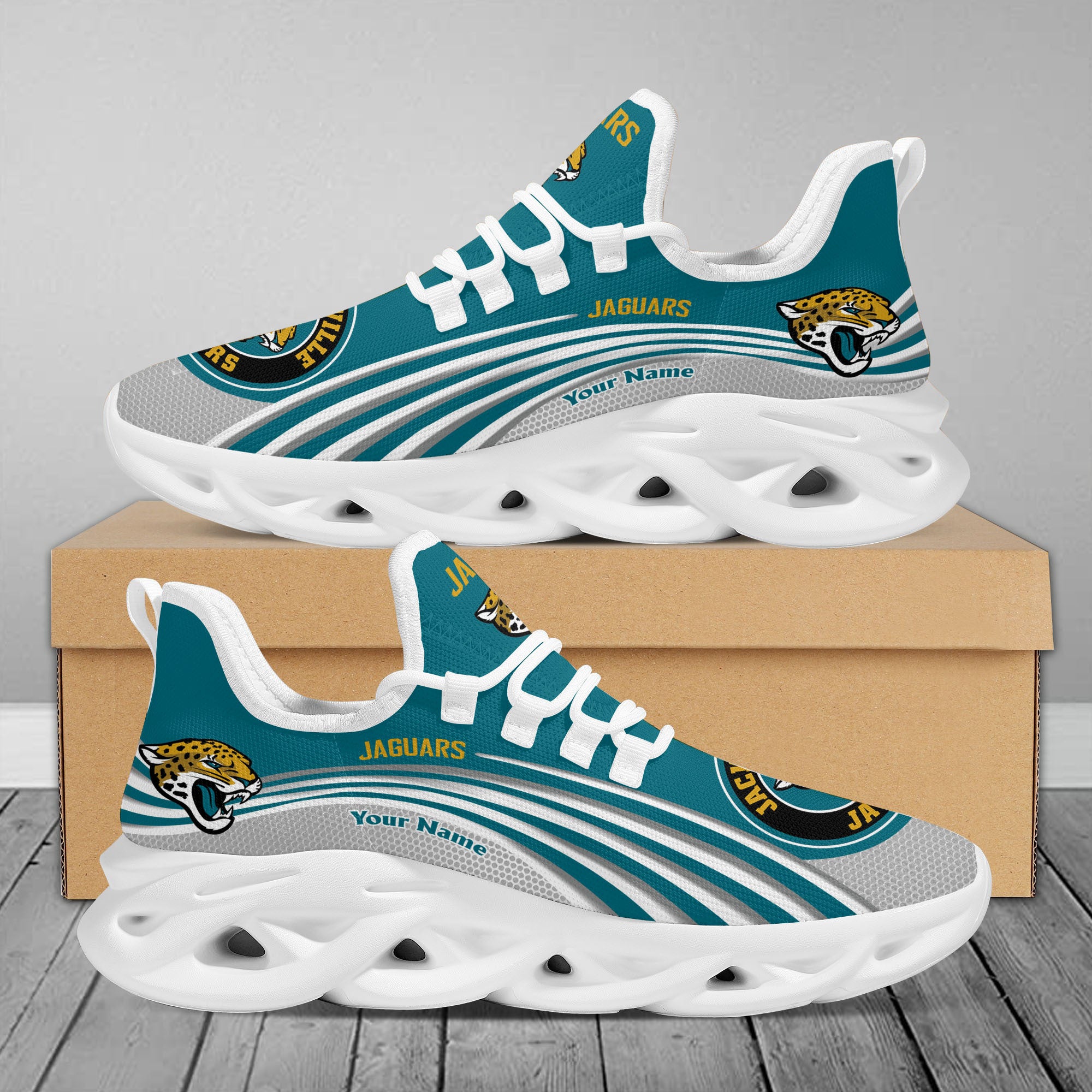 Personalized Jacksonville Jaguars Max Soul Shoes Sneakers for Men And Women – NFL Football Fan Shoes, Team Sneakers