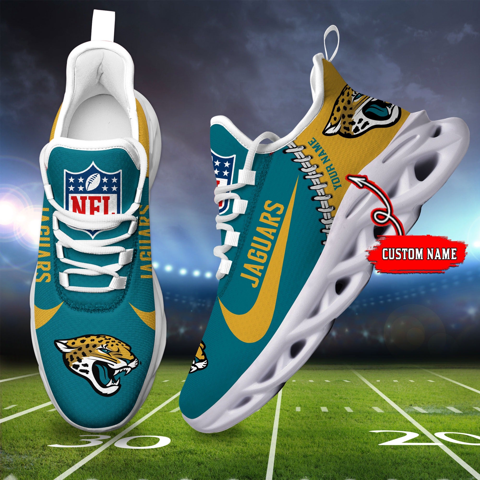 Personalized Jacksonville Jaguars NFL Max Soul Shoes Sneakers for Men And Women – NFL Football Fan Shoes, Team Sneakers - Image 4