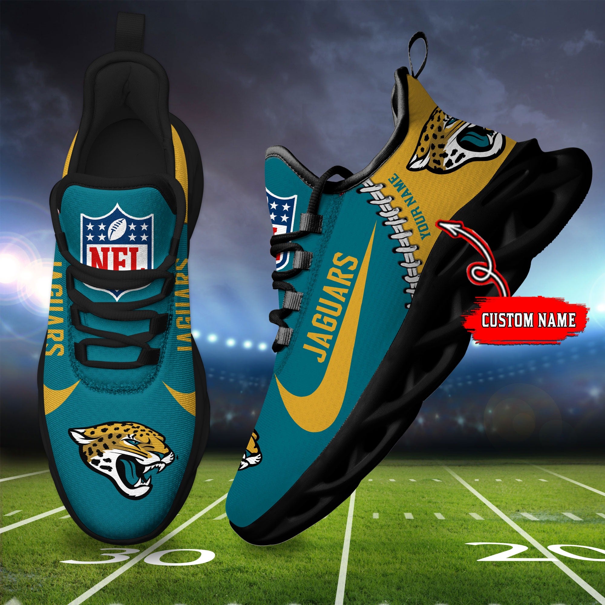 Personalized Jacksonville Jaguars NFL Max Soul Shoes Sneakers for Men And Women – NFL Football Fan Shoes, Team Sneakers - Image 3