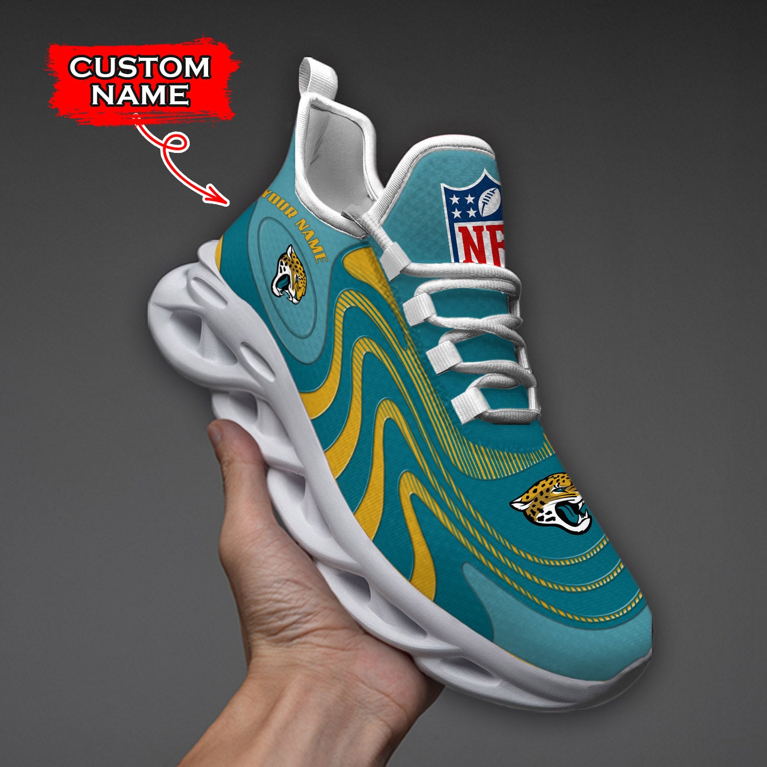 Personalized Jacksonville Jaguars NFL Max Soul Shoes Sneakers for Men And Women – NFL Football Fan Shoes, Team Sneakers