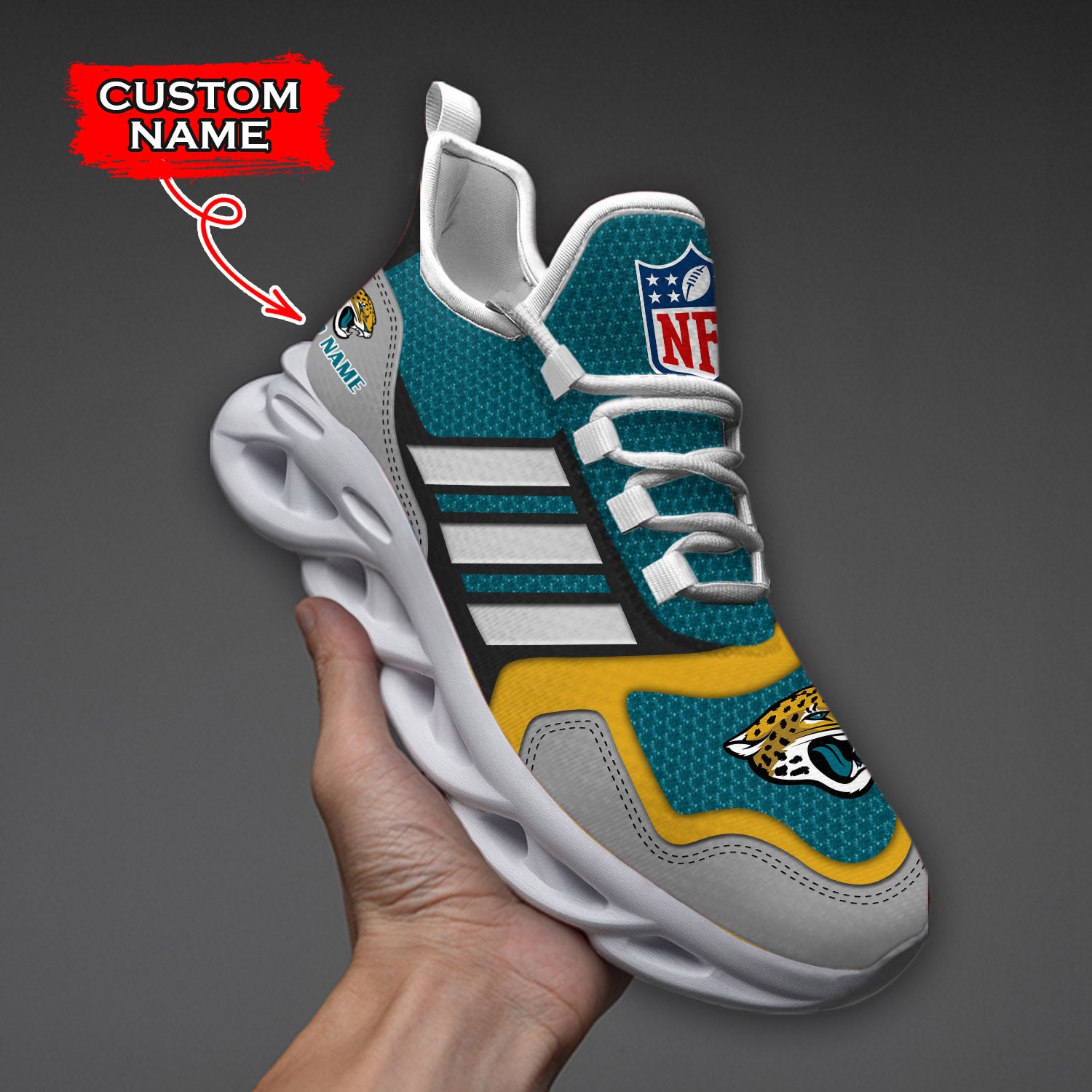 Personalized Jacksonville Jaguars NFL Max Soul Shoes Sneakers for Men And Women – NFL Football Fan Shoes, Team Sneakers