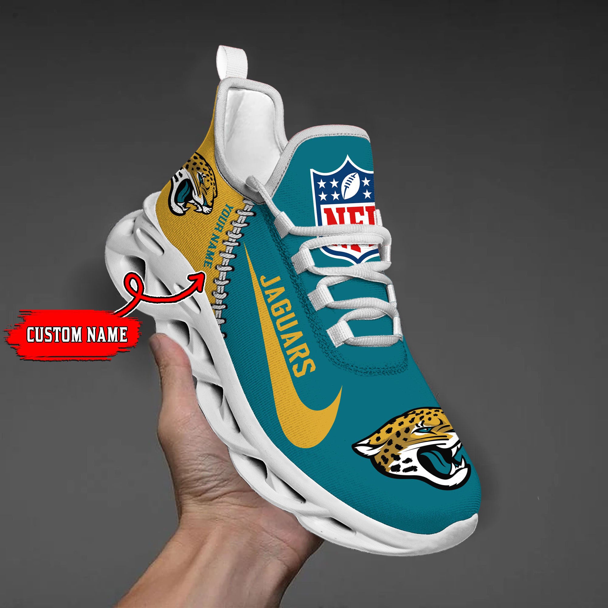 Personalized Jacksonville Jaguars NFL Max Soul Shoes Sneakers for Men And Women – NFL Football Fan Shoes, Team Sneakers