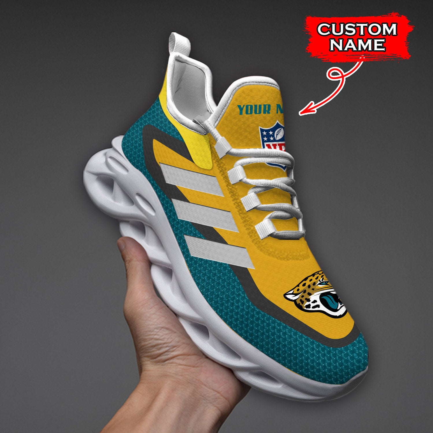 Personalized Jacksonville Jaguars NFL Max Soul Shoes Sneakers for Men And Women – NFL Football Fan Shoes, Team Sneakers