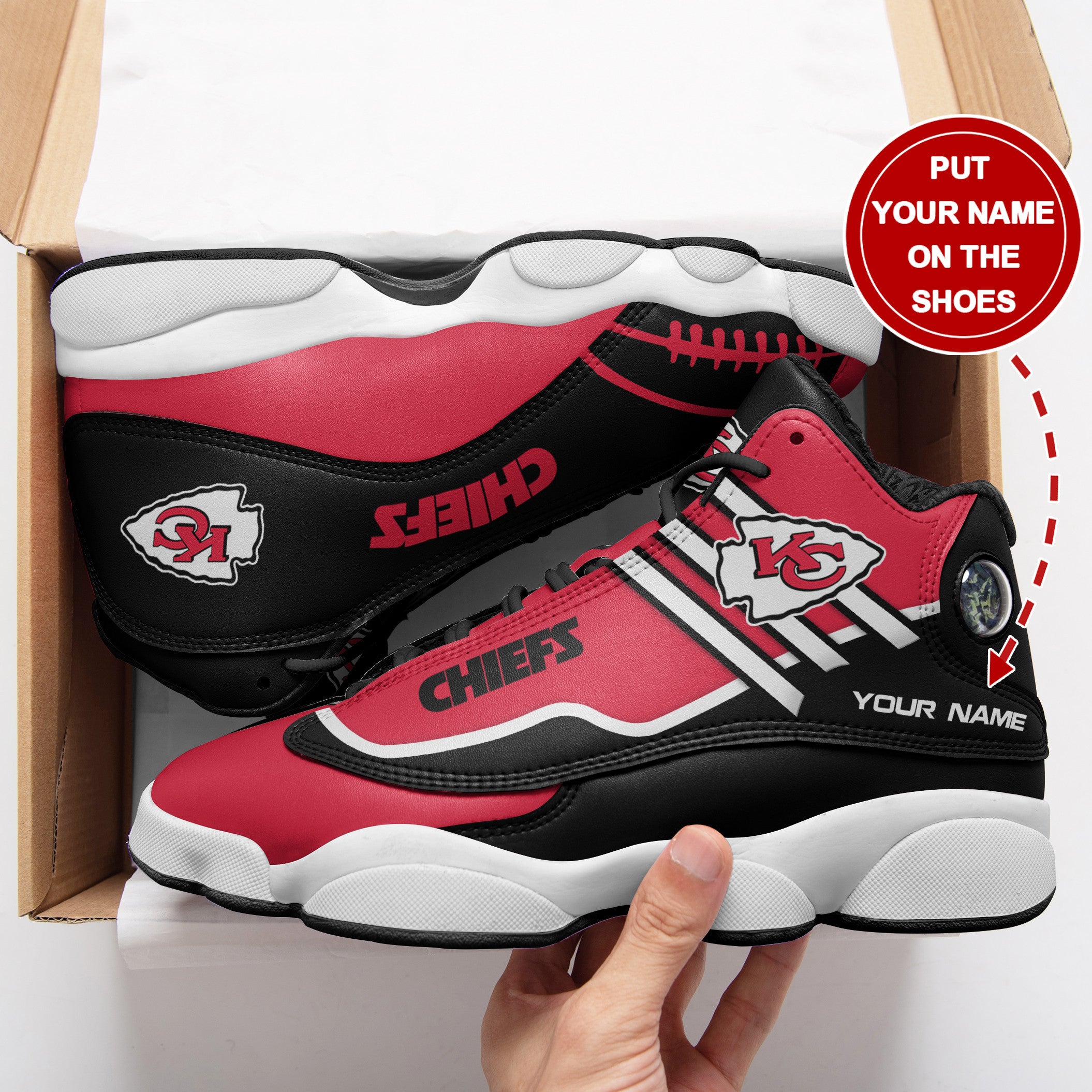 Personalized Kansas City Chiefs NFL JD13 Sneakers Shoes for Men & Women | Custom Fan Gift