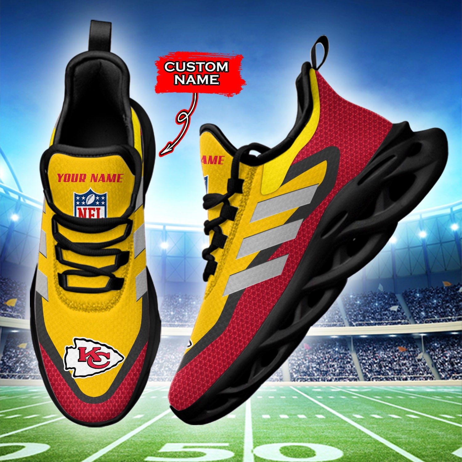 Personalized Kansas City Chiefs NFL Max Soul Shoes Sneakers for Men And Women – NFL Football Fan Shoes, Team Sneakers - Image 3