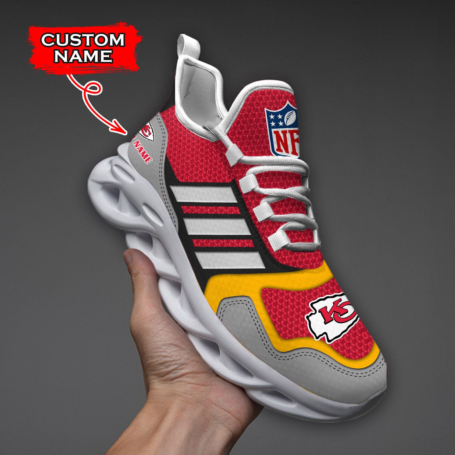 Personalized Kansas City Chiefs NFL Max Soul Shoes Sneakers for Men And Women – NFL Football Fan Shoes, Team Sneakers
