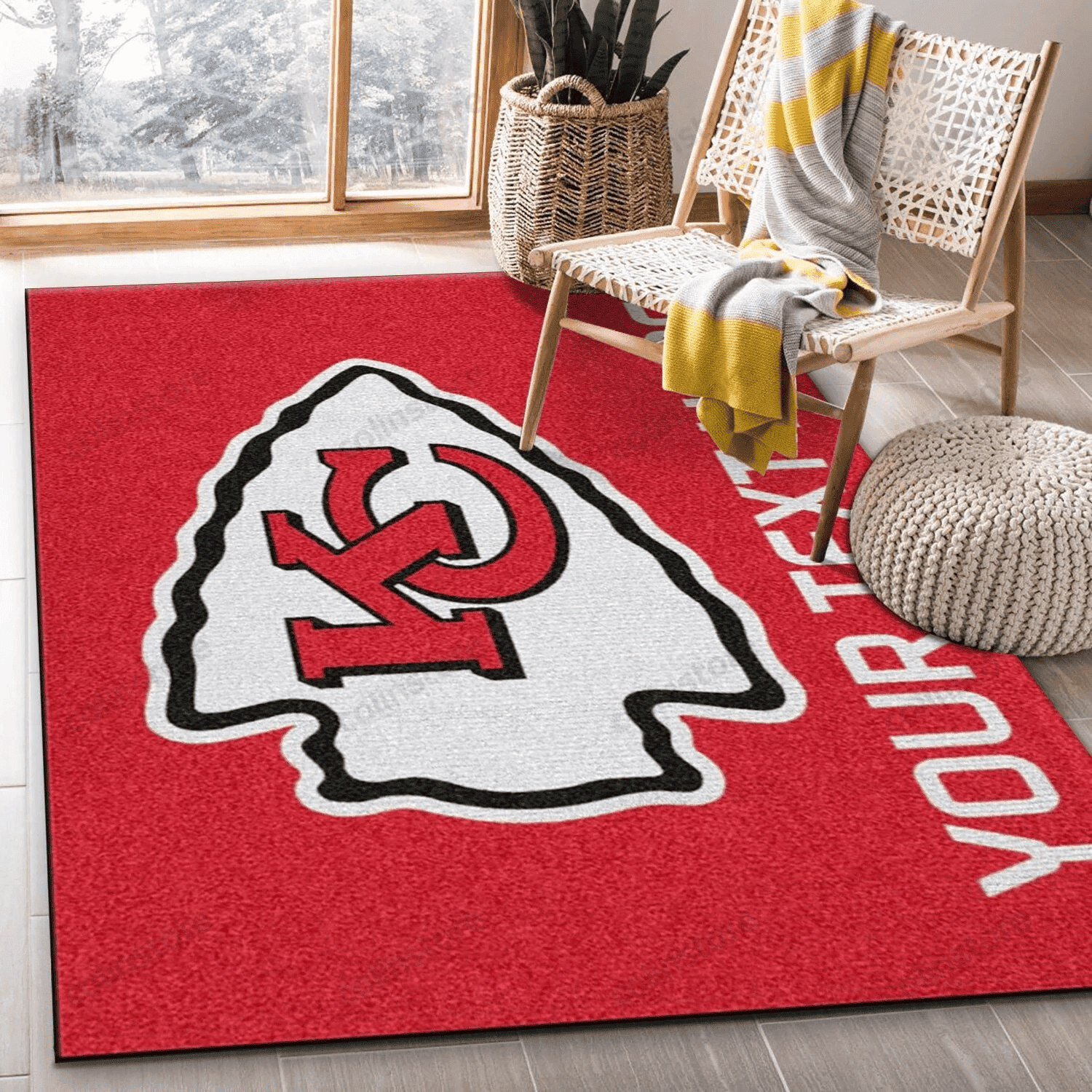 Personalized Kansas City Chiefs Personalized Accent Rug Rectangle Area Rug – Full Print Carpet For Living Room & Bedroom Home Decor