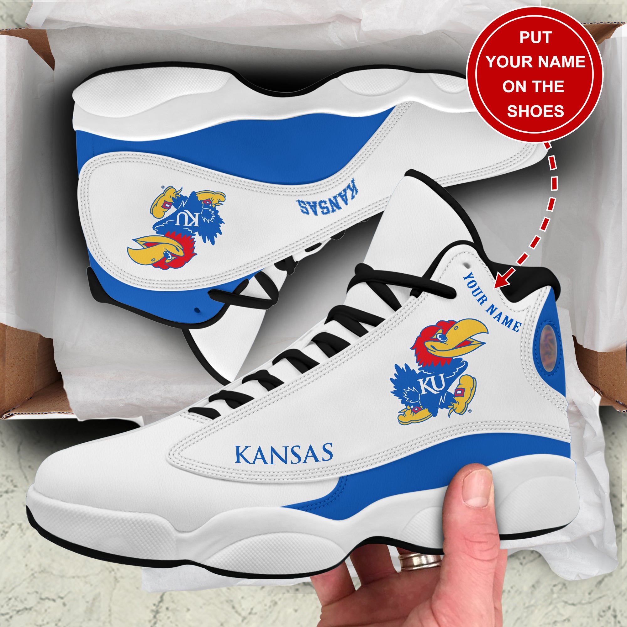 Personalized Kansas Jayhawks JD13 Sneakers Shoes for Men & Women | Custom Fan Gift