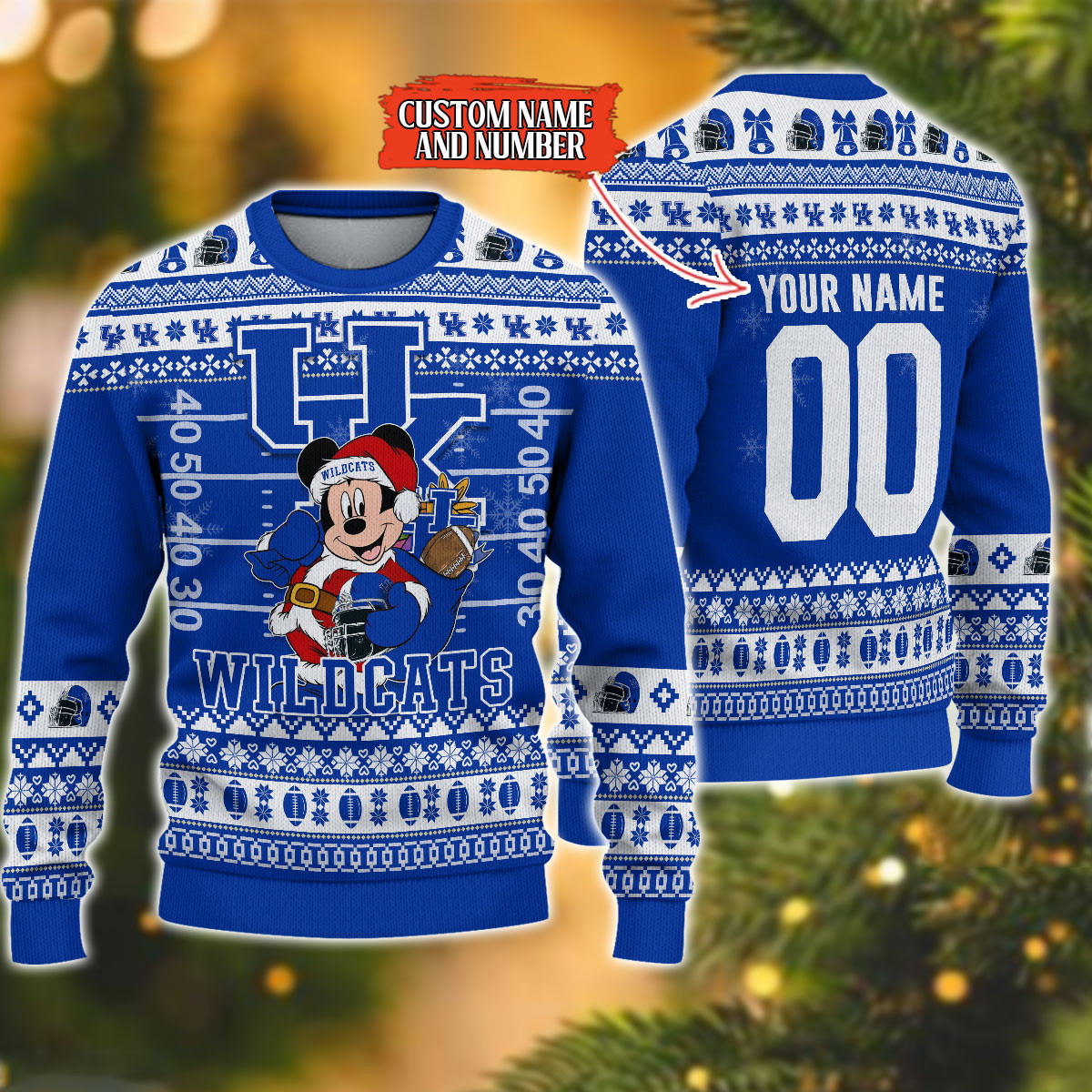 Personalized Kentucky Wildcats Mickey Ugly Christmas Sweater,