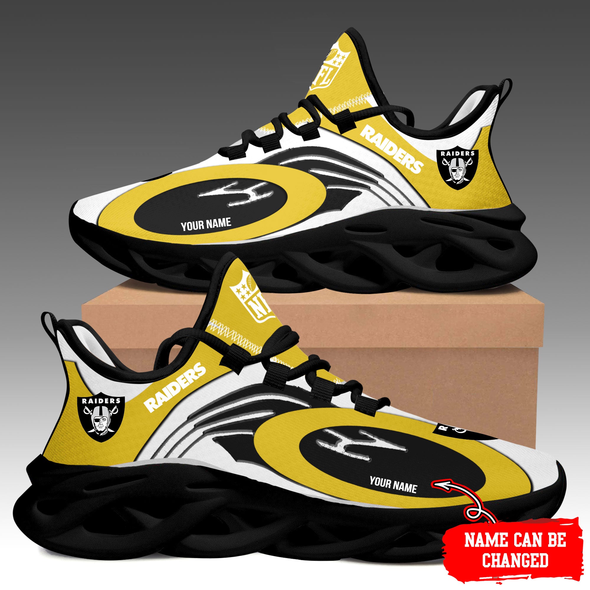 Personalized Las Vegas Raiders Max Soul Shoes Sneakers for Men And Women – NFL Football Fan Shoes, Team Sneakers