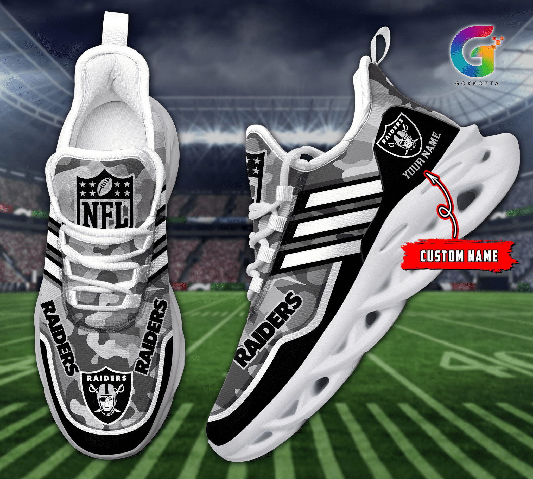 Personalized Las Vegas Raiders Max Soul Shoes Sneakers for Men And Women – NFL Football Fan Shoes, Team Sneakers